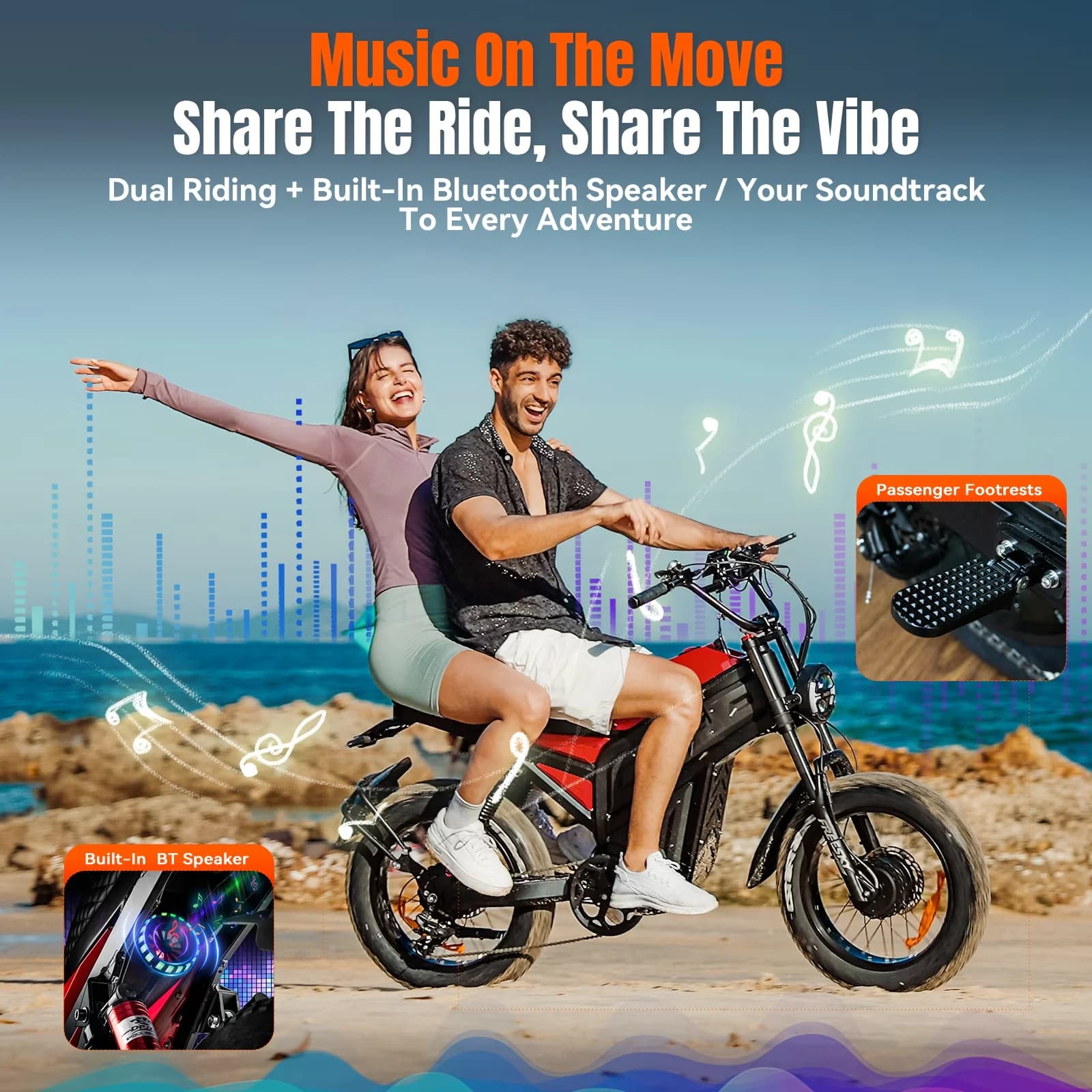 Innovative Electric Bike with Battery, 4000W, Adjustable Speed - Red for Home and Office Model 20B6D9