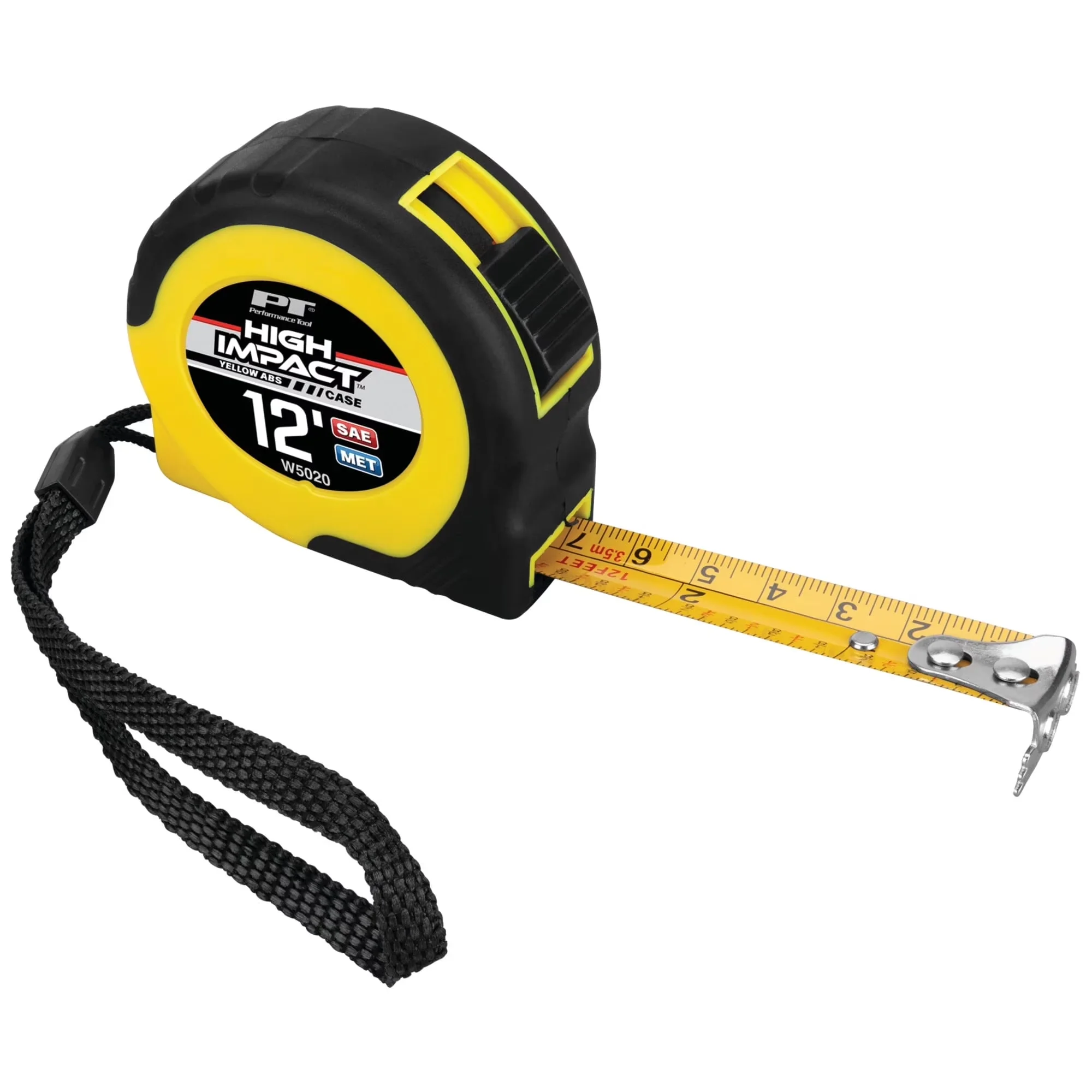 Reliable Measuring Layout with Durable, 12' x 5/8, W5020 'Fast Measure' Tape - Yellow Polycarbonate Model 786C98