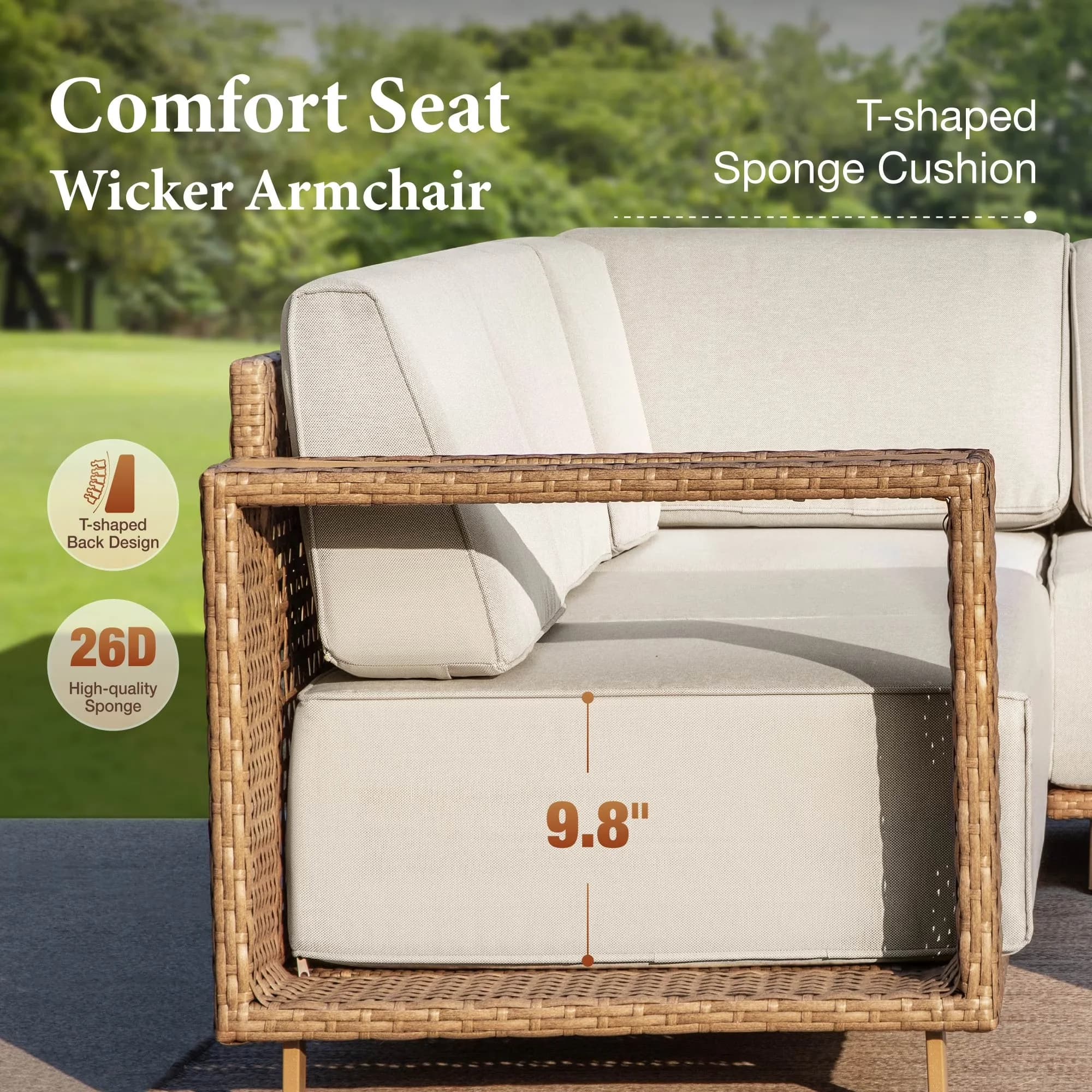 Patio Conversation Set Versatile with Weather-Resistant, Uv Resistant, Removable Cushion Cover - Pe Rattan, High-Density Sponge Brown Model FA2EBA