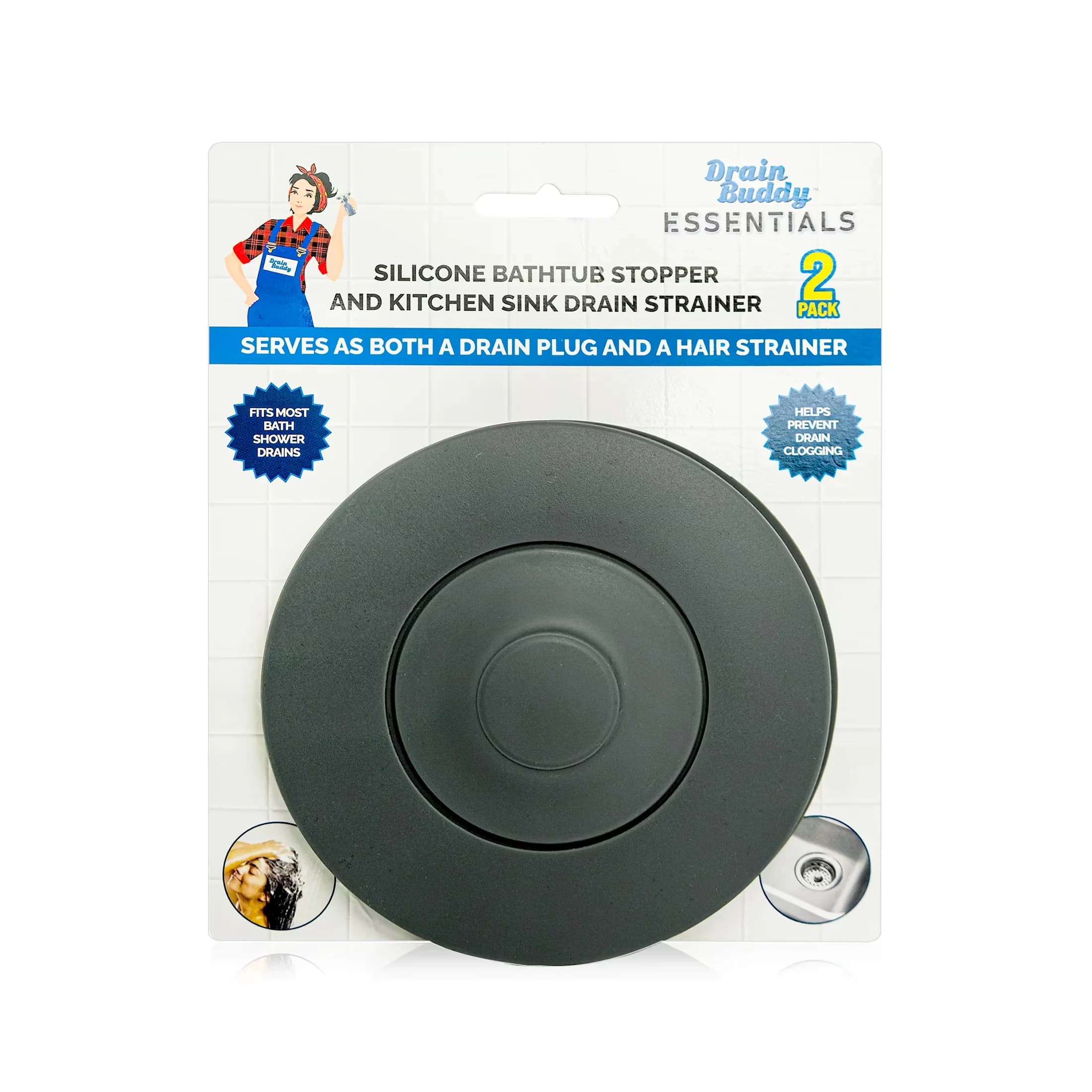 Professional Bathroom Renovation with Pop Up, Hair Clog Prevention - Silicone Gray Model 6A23C1