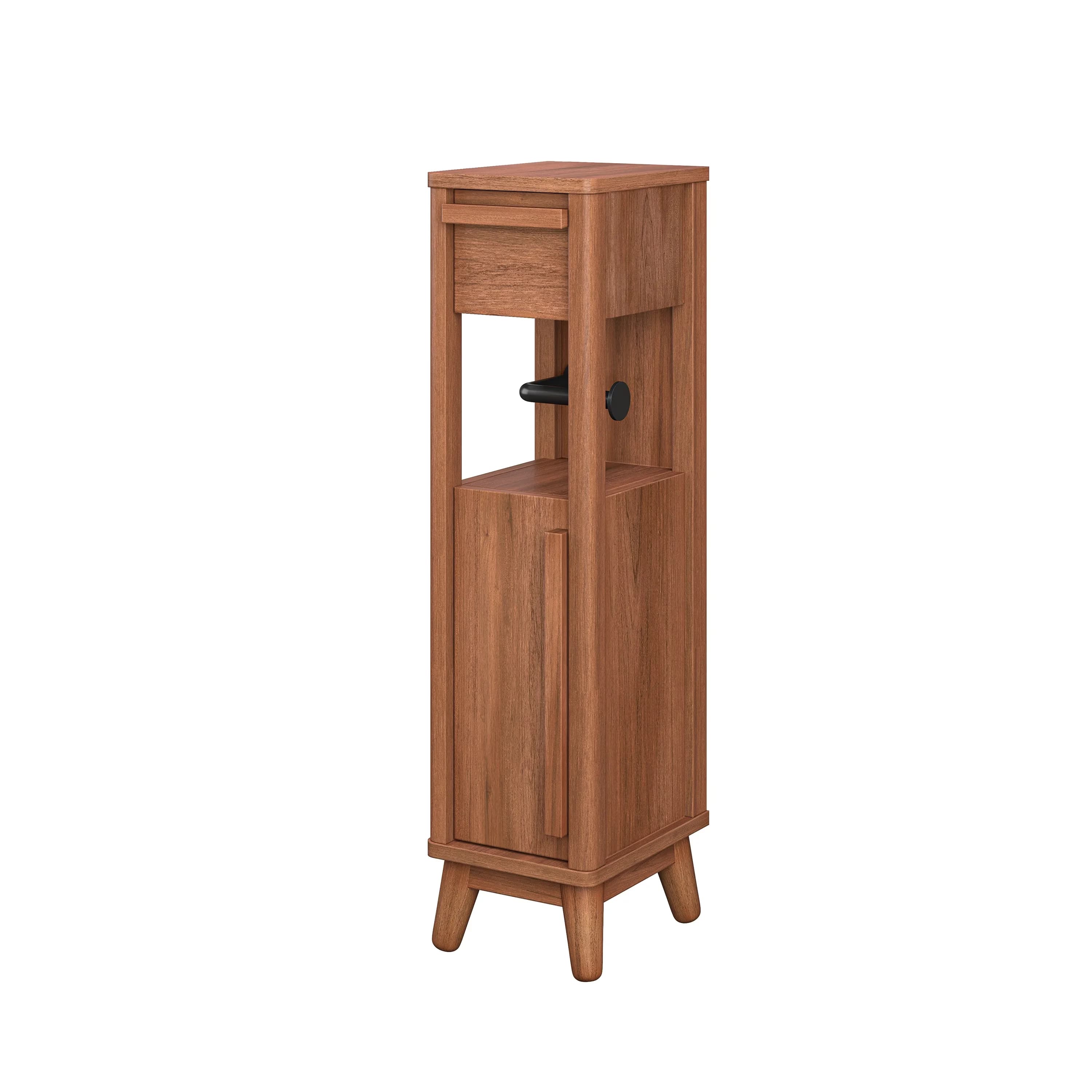 Garage Storage Supply Sleek with Traditional, Greyson Slim Cabinet, Walnut Finish - Brown Wood, Metal, Paper Laminate Model E989FB