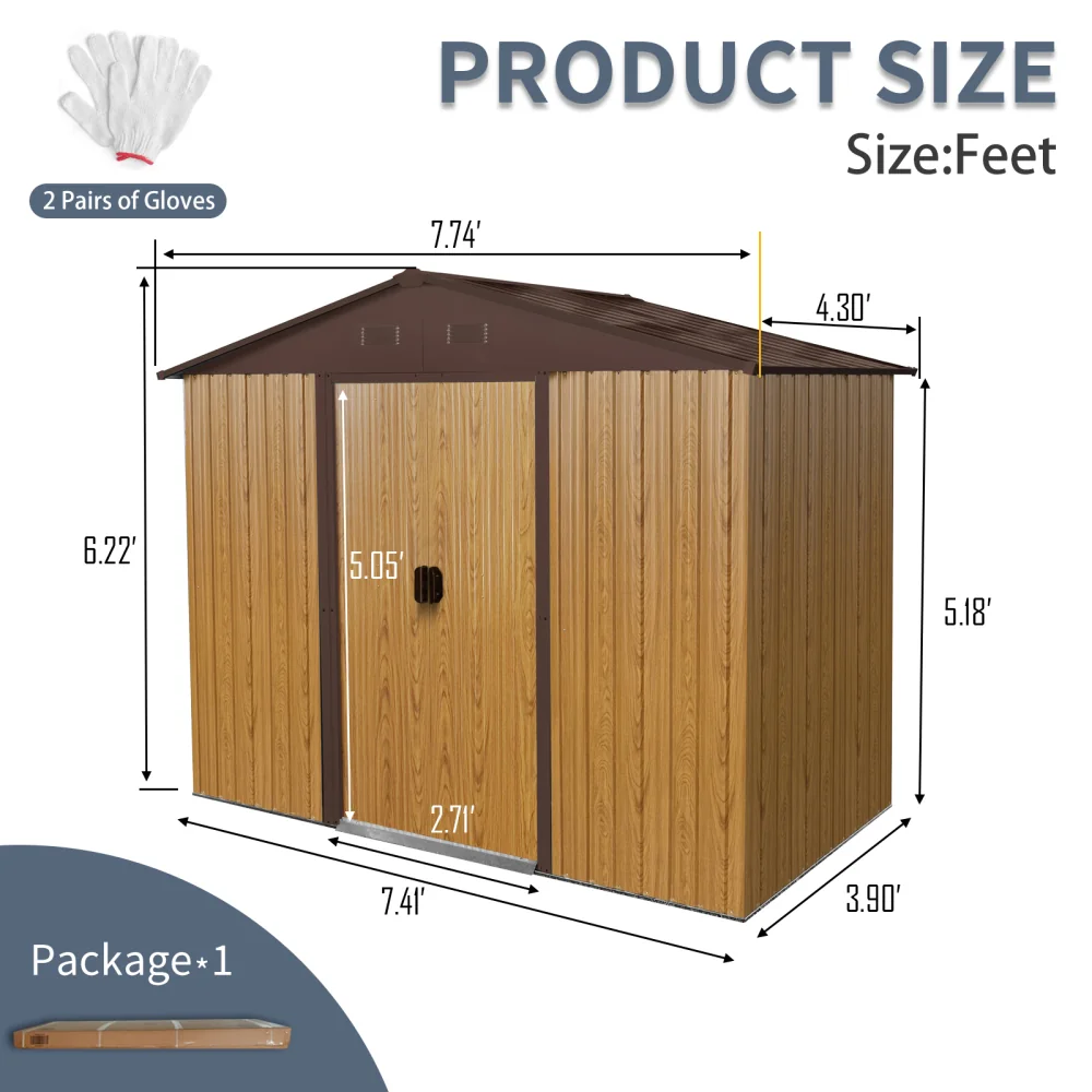 Shed Stylish with Impact-Resistant, Rot Resistant, Water-Resistant - Metal Brown Model BC942B
