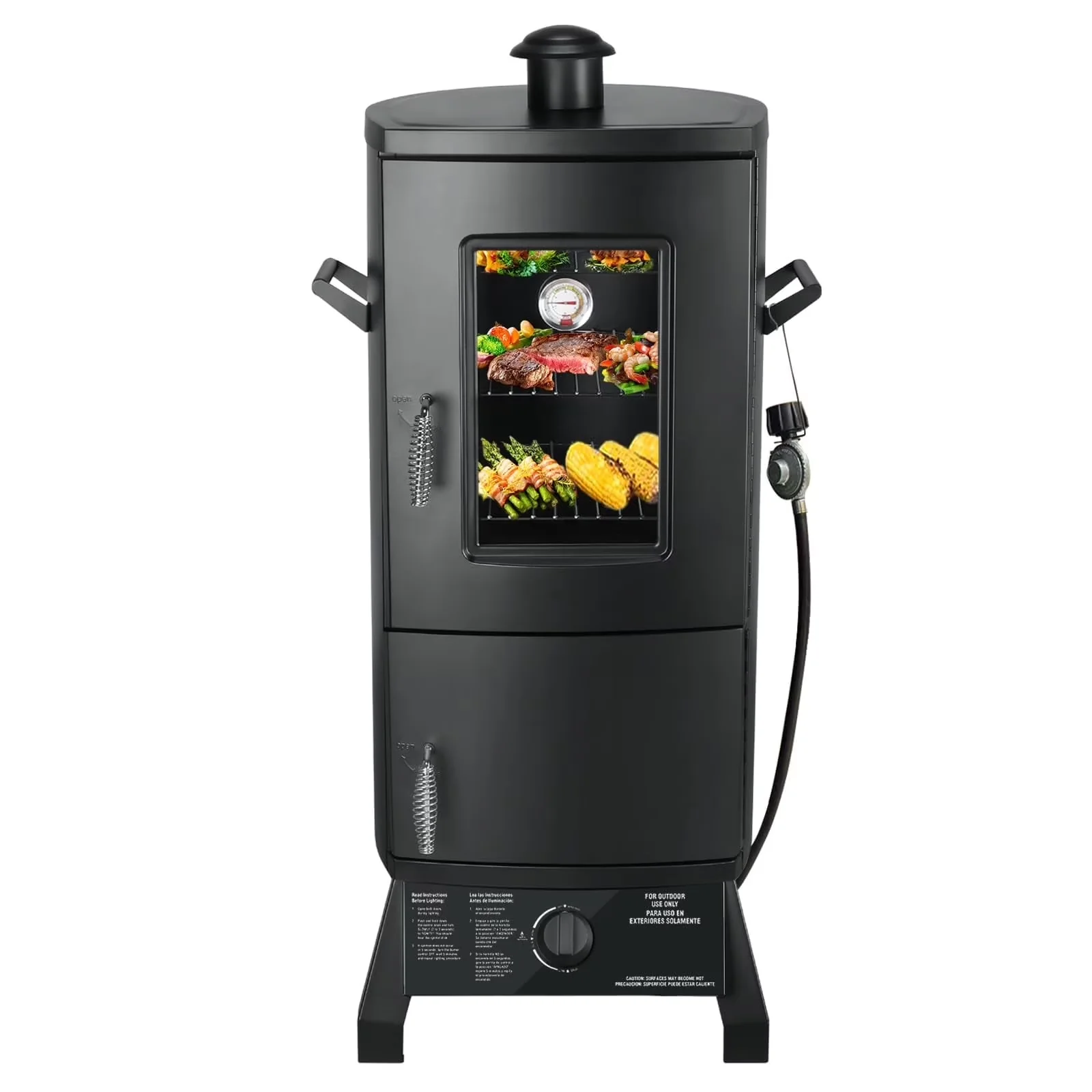 Compact Charcoal Grill with Removable Ash Catcher, Heat Thermometer, Grease Pan - Black Alloy Steel Model 21CF0F