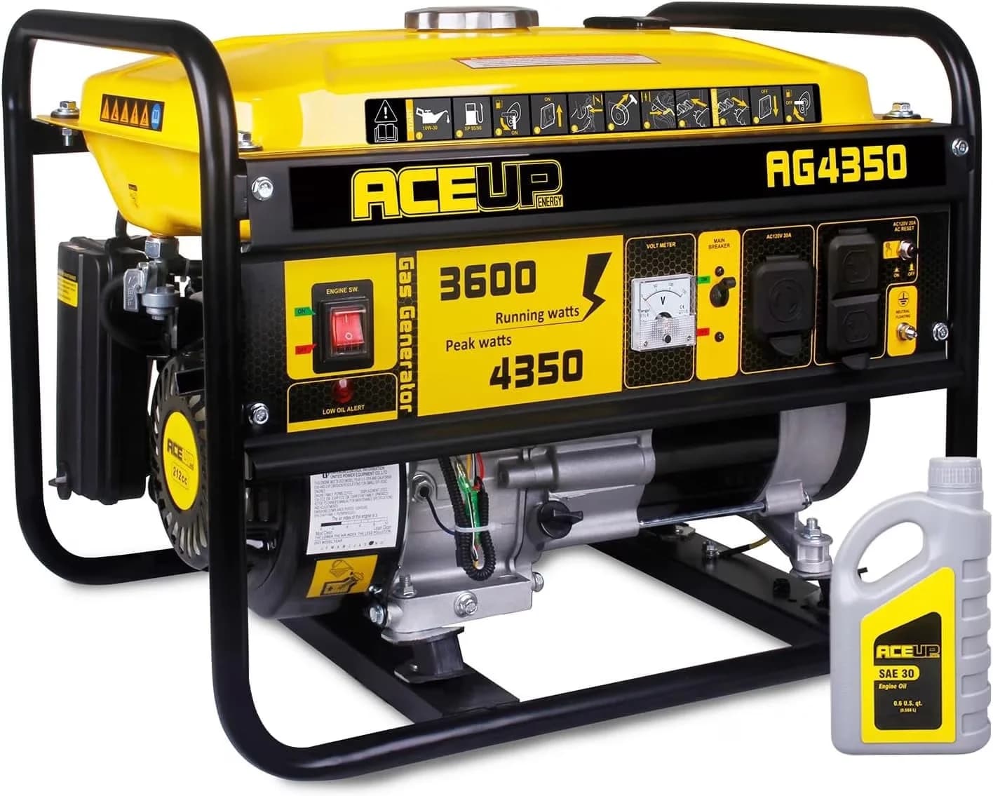 Sleek Generator with 4350W, Hour Meter, Overload Protection - 4000W for Multiple Applications Model 3BEFFC