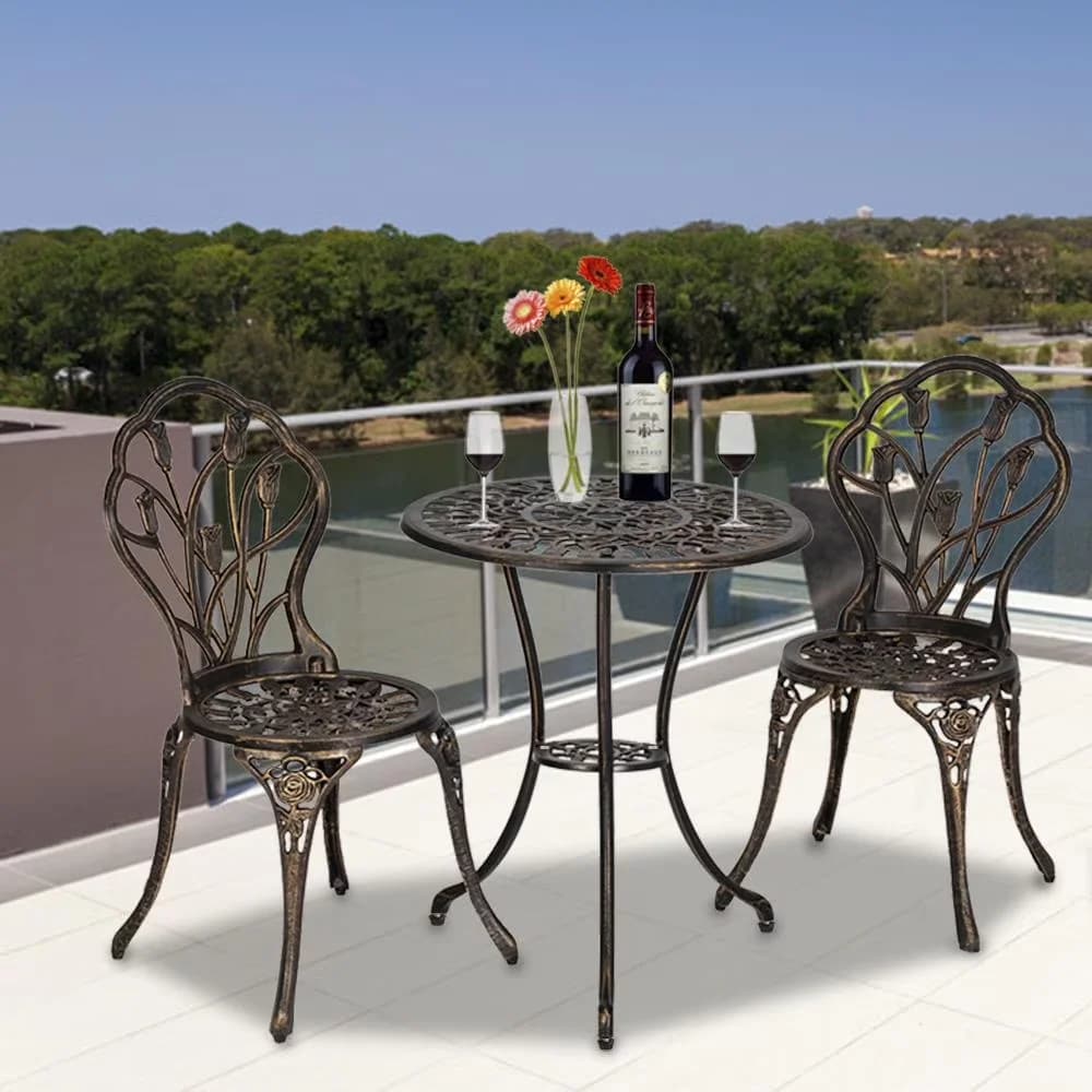 Stylish Patio Dining Set with Iron, Made of sturdy cast iron - Aluminum, Iron, Stainless Steel Model 958513