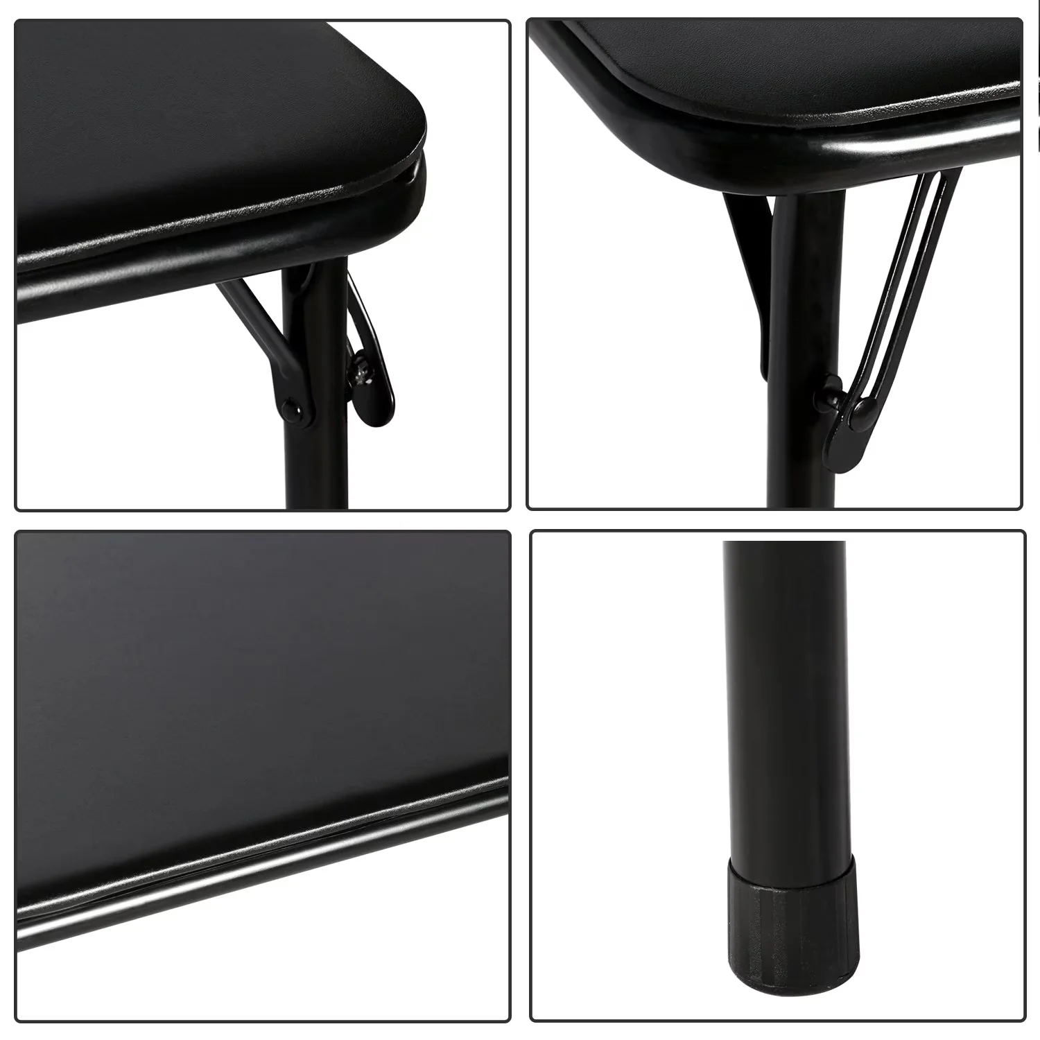 Essential Patio Dining Set with Modern, Folding, 5 Piece Folding Table and Chair Black - Black Metal Model E1FBDE