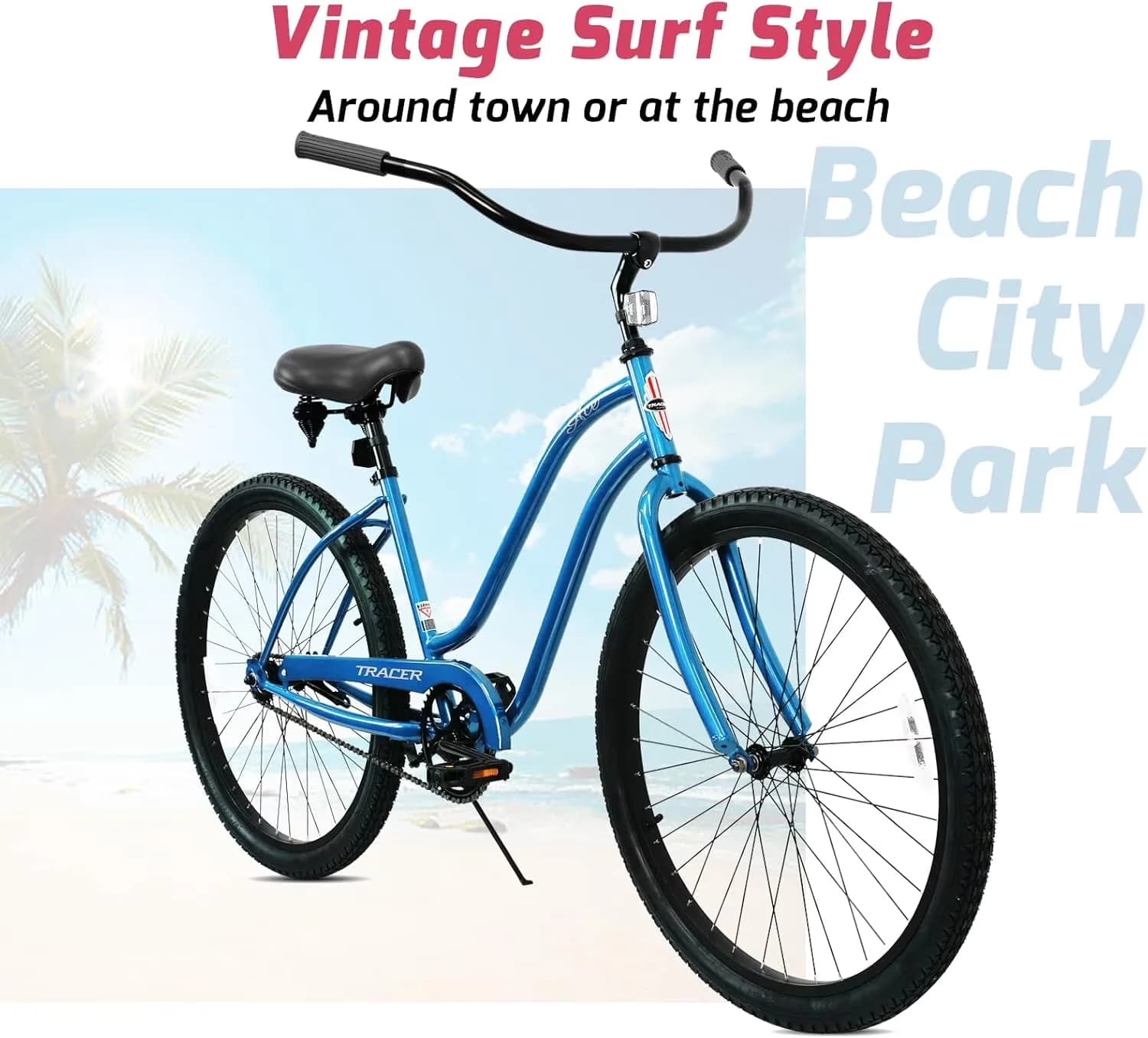 Stylish Cruiser Bike with Adjustable Seat Height, Lightweight, Coaster Brake - Blue Model B2678B