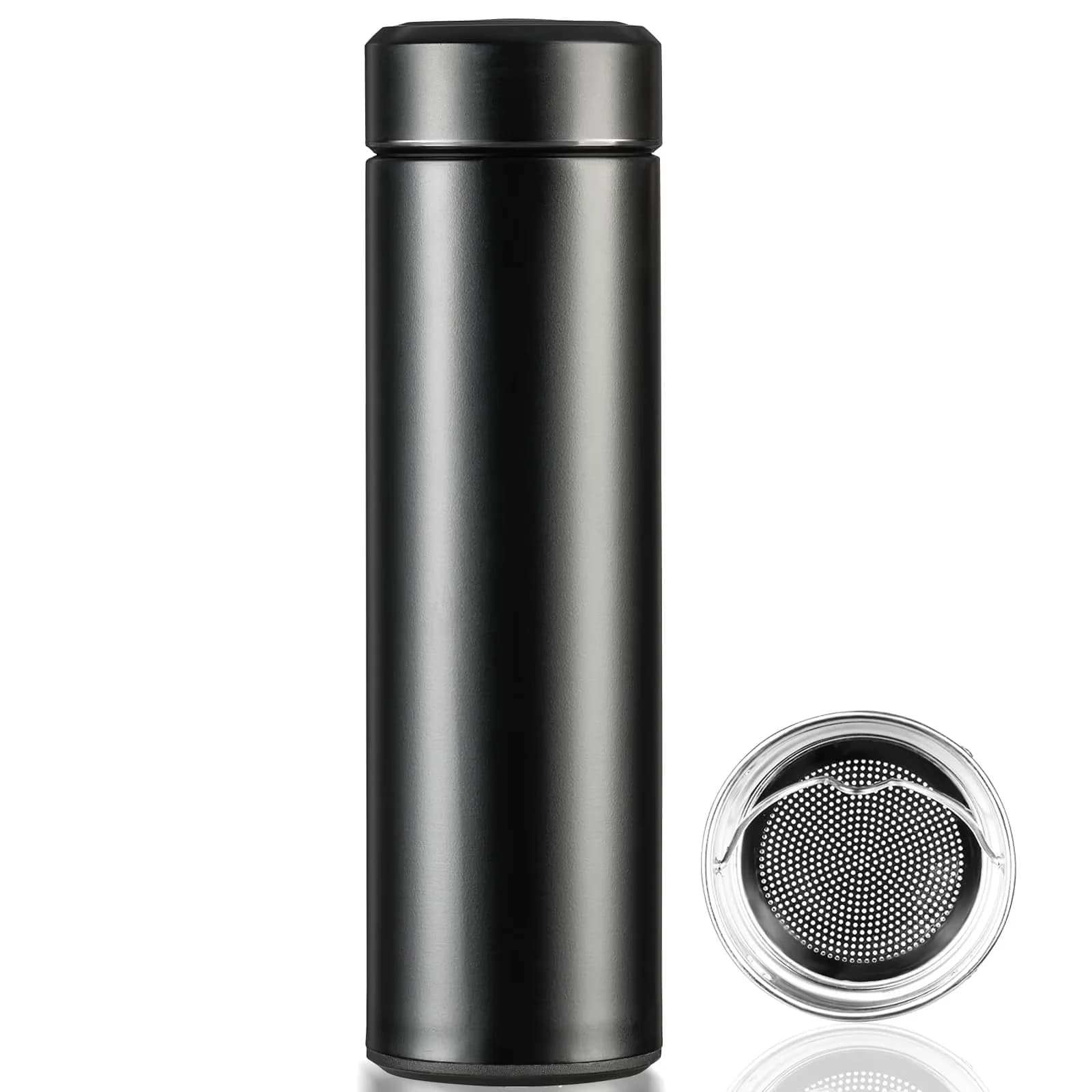 Water Filtration Premium with 17oz Stainless Steel Insulated Bottle, 12H Hot/24H Cold Retention - Black Stainless Steel Material Model 39F32F