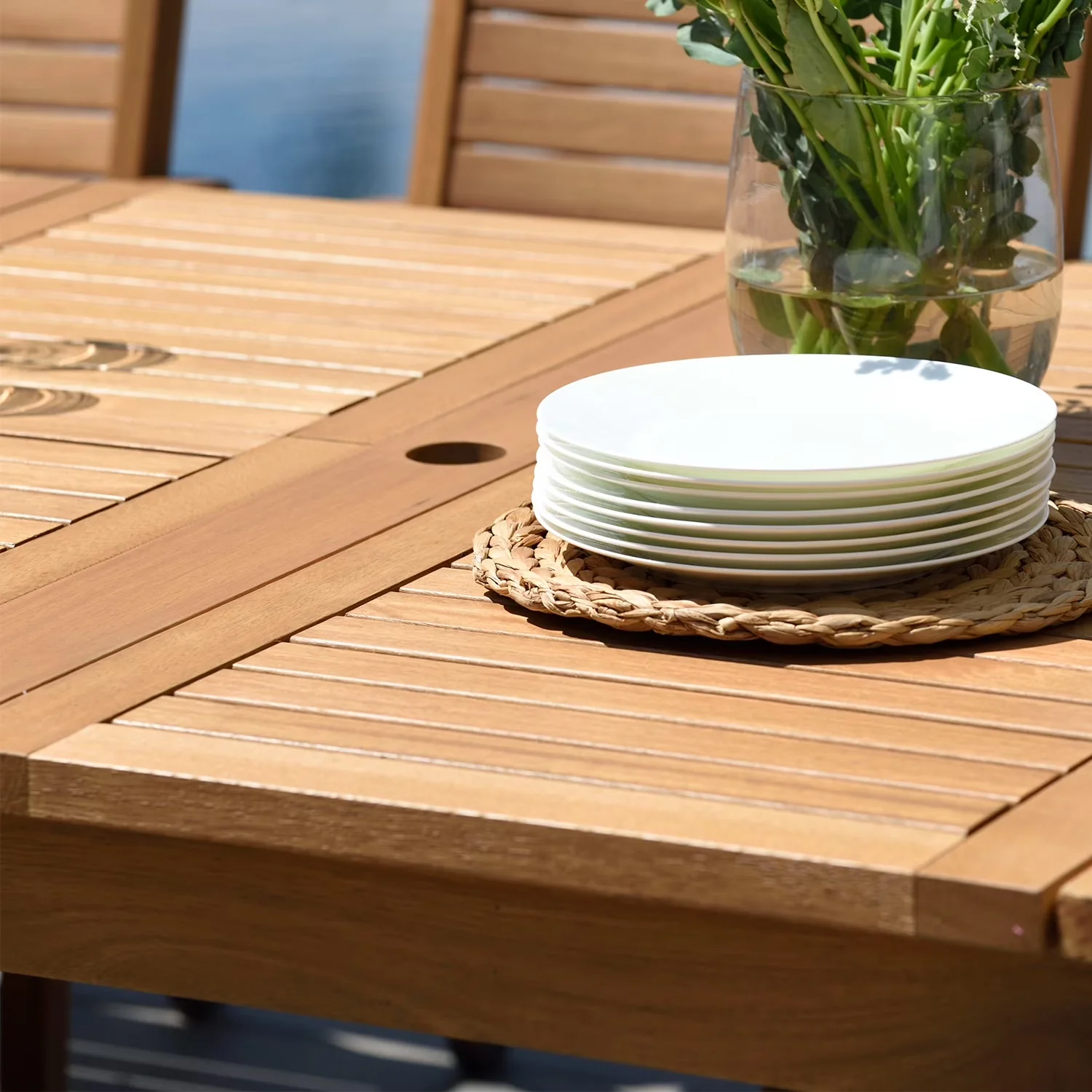 Patio Dining Set Professional with Contemporary, Storage - Eucalyptus Wood 100% Fsc Certified Model EFE9FE