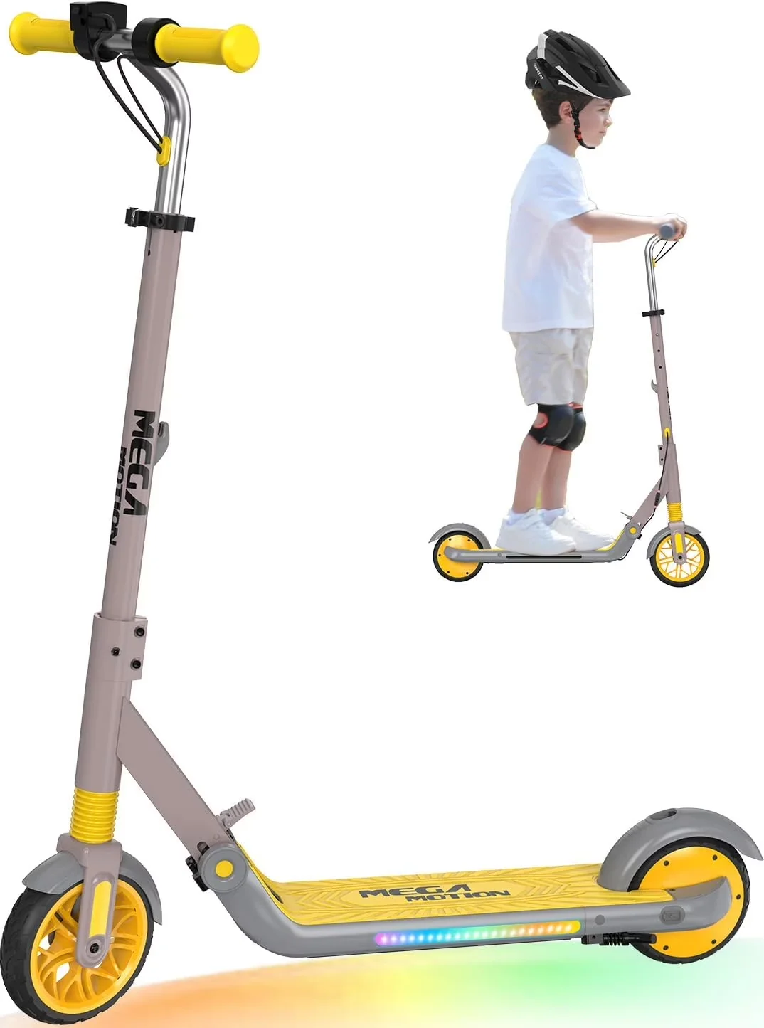 Scooter Durable with Portable, Lightweight 16 lbs, Foldable & Safe Ride On Toy - Aluminum Alloy Gray Model 8D2441