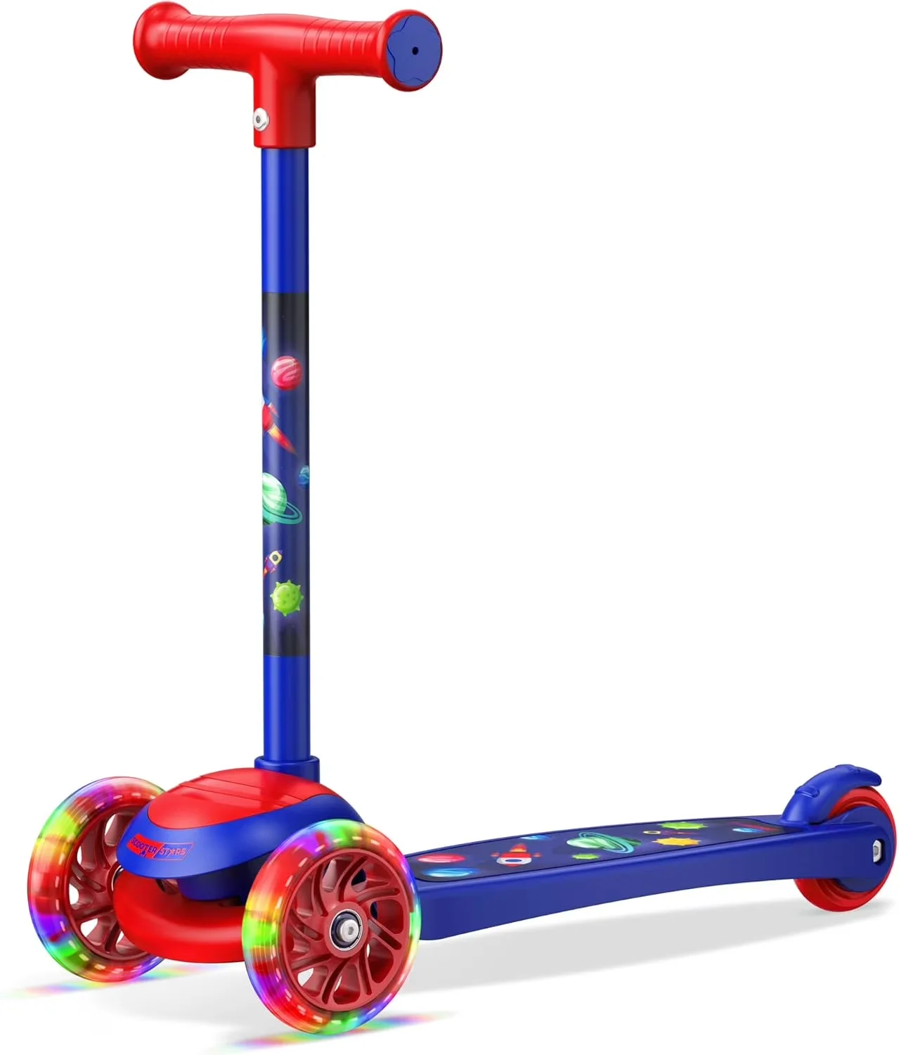 Professional Scooter with LED, Lightweight, 3-Wheel Kids - Blue Metal - Rustic Charm Model C803EE