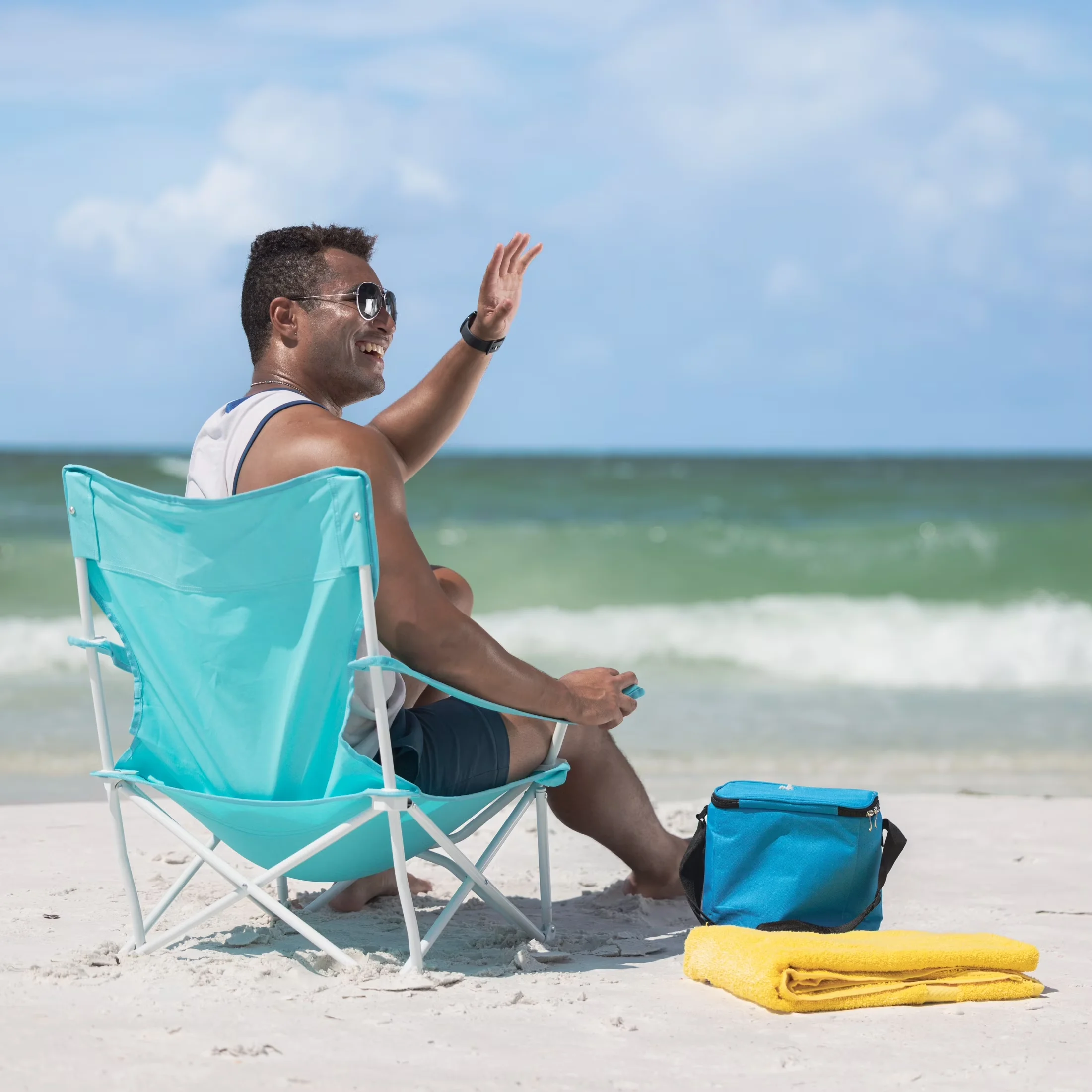 Patio Chair Versatile with Weather-Resistant, Rust Resistant, Folding - Blue Model A41821