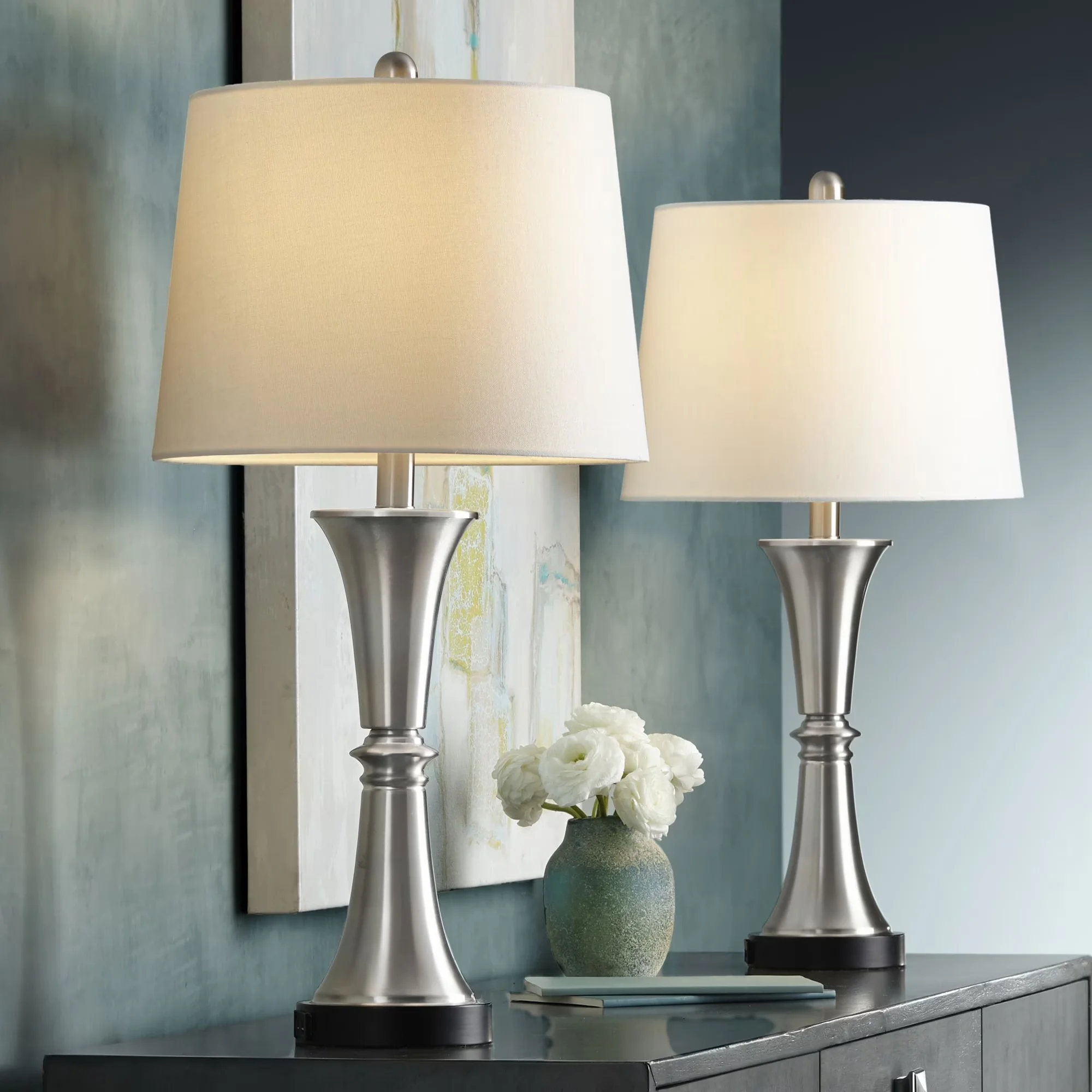 Innovative Lamp Set with LED, Energy Efficient - Metal Silver for Living Room, Bedroom Model 1E87FB