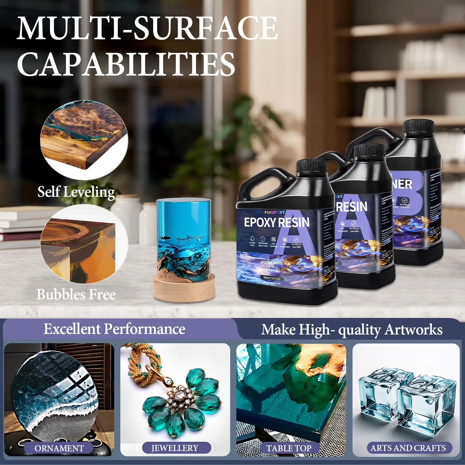 Professional Building Material with 2:1 Mix Ratio Epoxy Resin 48oz - Clear 48 oz Kit Model 427B4D
