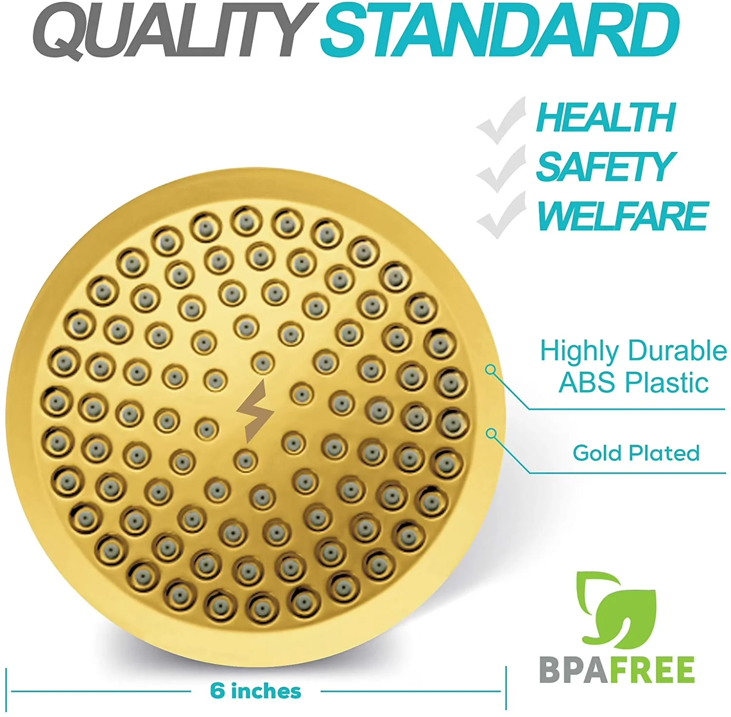 Innovative Shower Head with High Pressure, Self-Cleaning, Easy Installation - Abs Plastic Gold Model B8B3B3