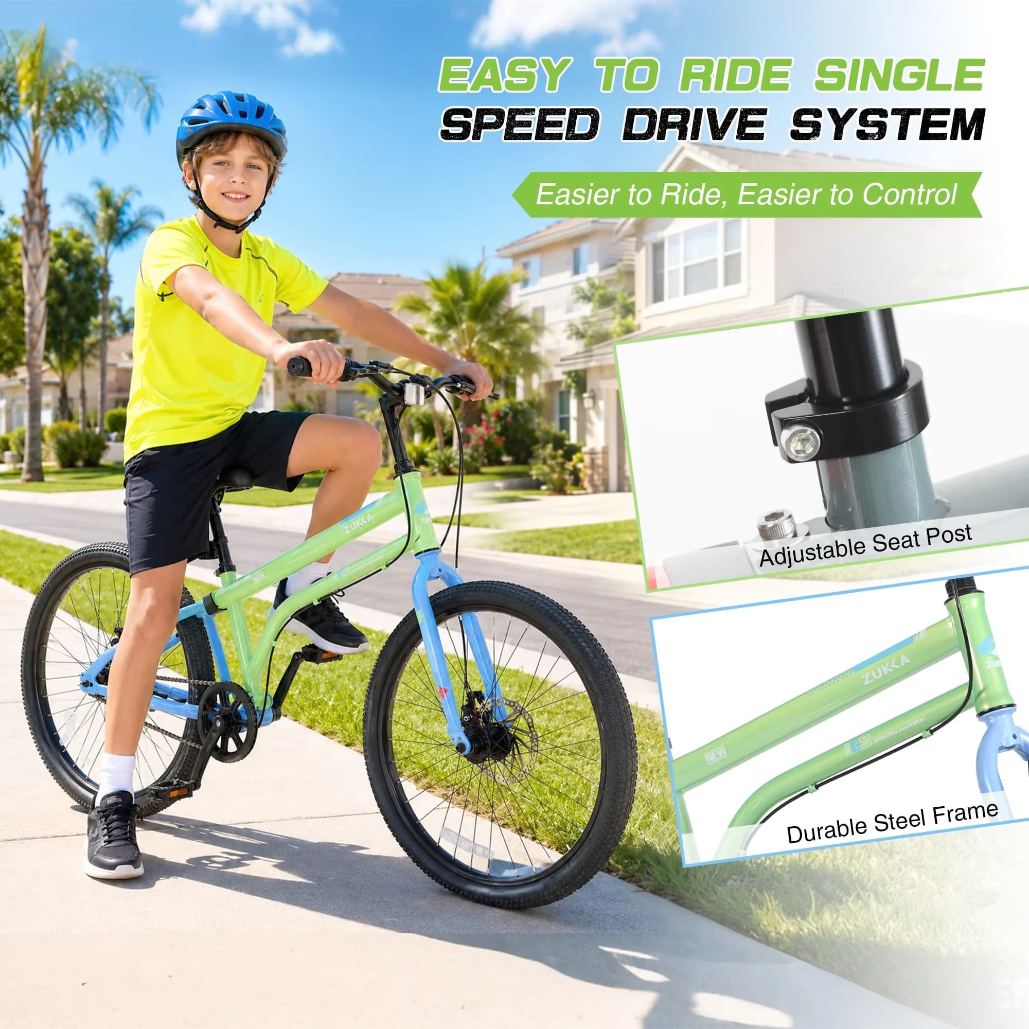 Versatile Road Bike with 24-Inch Wheels & 2.125" Tires - Blue 24 Inch - Contemporary Style Model 5764C2