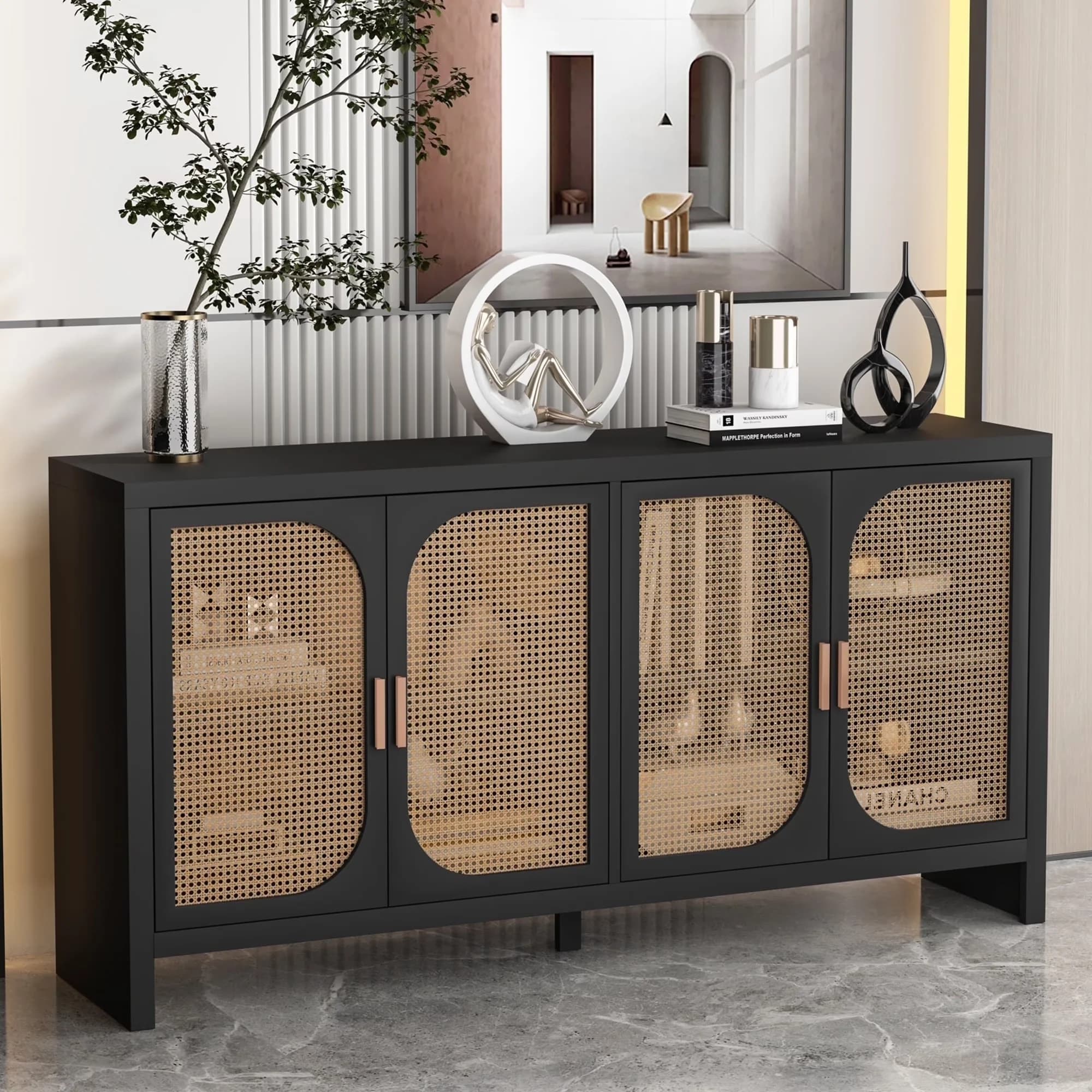 Premium Kitchen Renovation with Bohemian, Storage - Black Medium Density Fiberboard Model 43B3C4