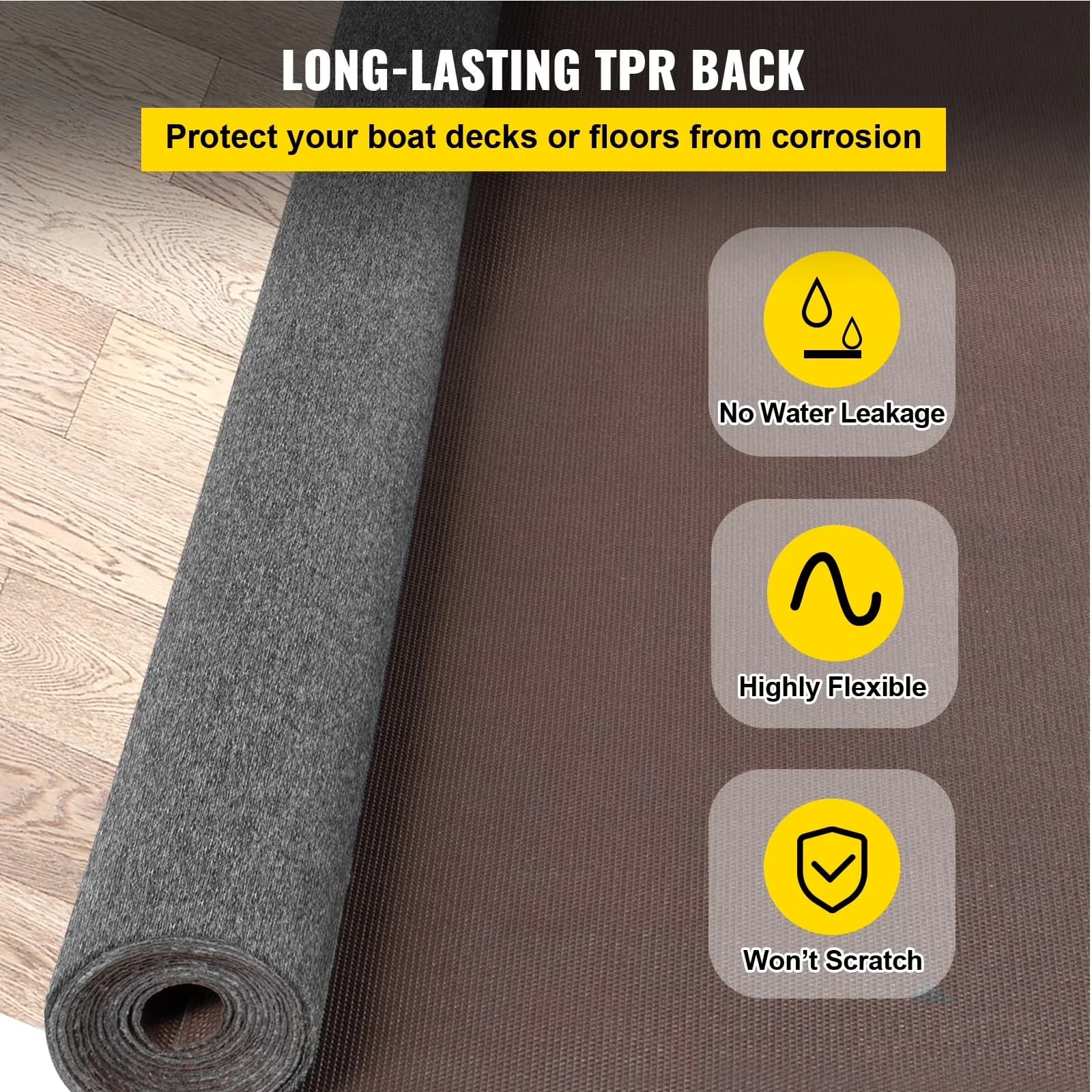 Compact Grey Vinyl Flooring Vinyl Plank Flooring with Modern, Waterproof - Gray Polyester, Fiber, Thermoplastic Rubber Model EB741B