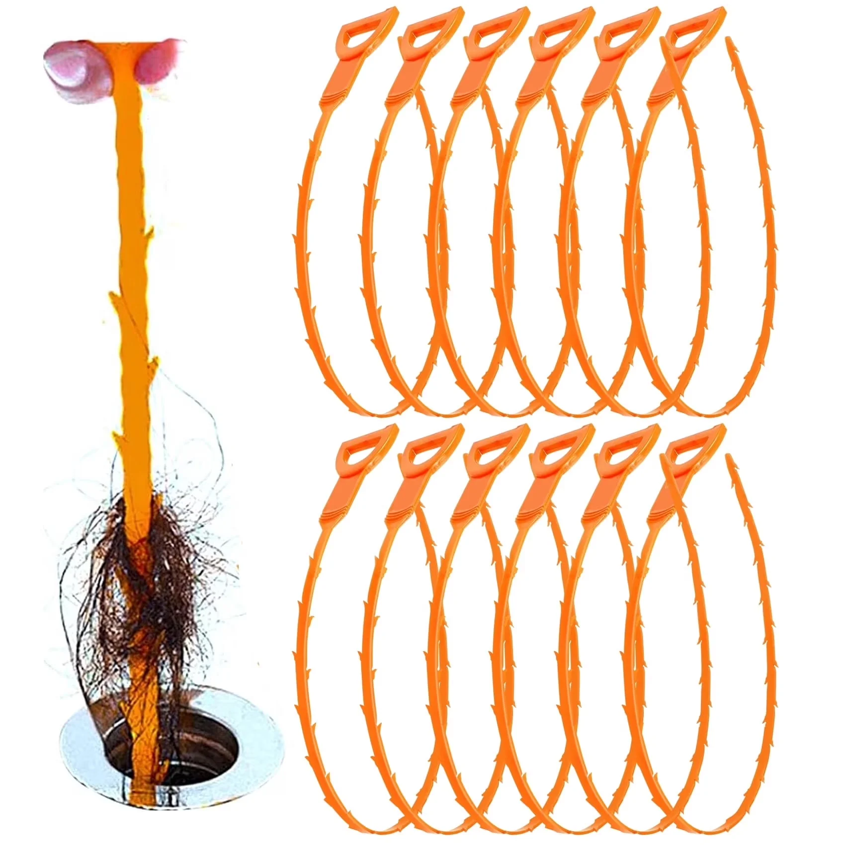 Durable Plumbing with Flexible Drain Cleaner, 12 Packs Drain Clog Remover Tool - Model 8FCAF1