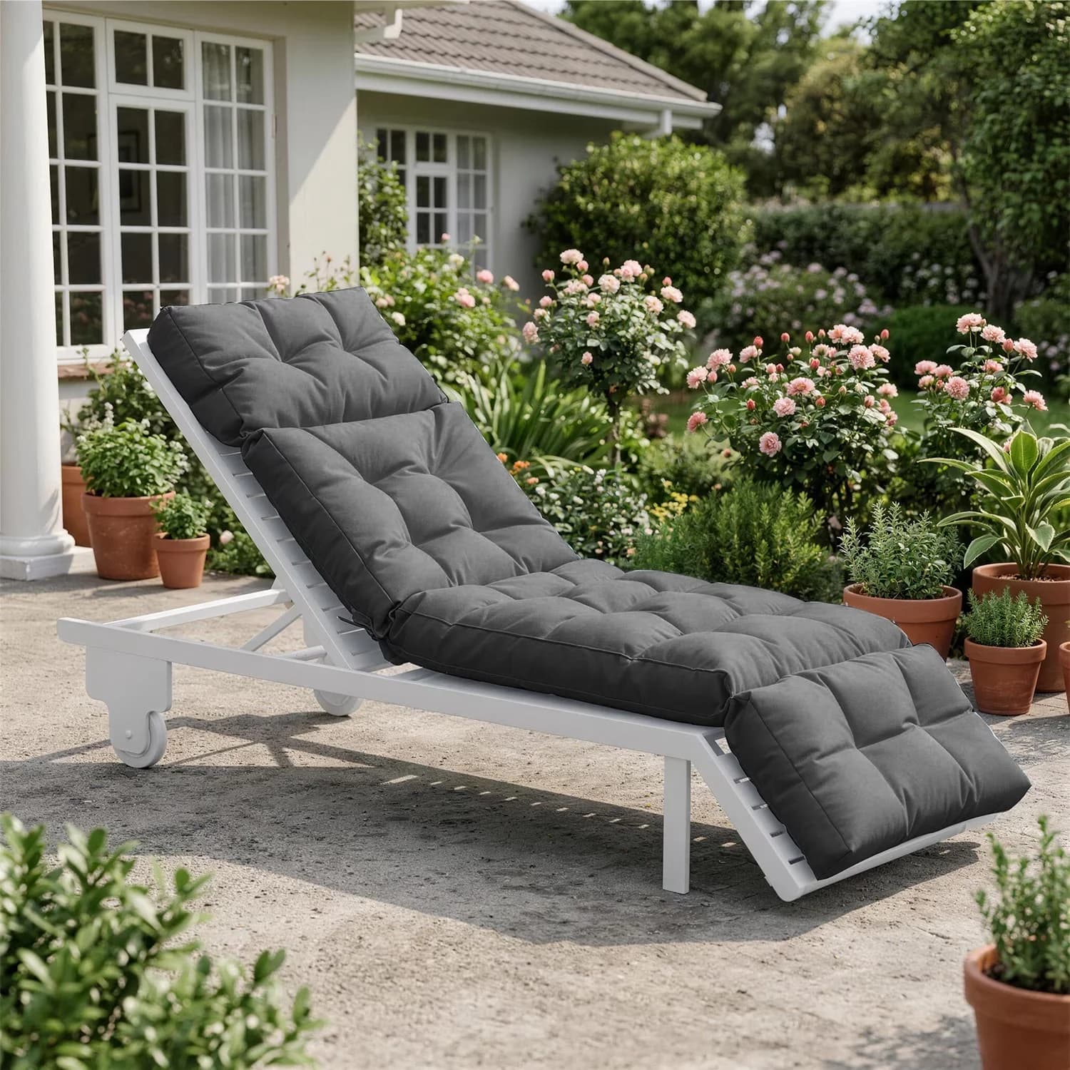 Classic Patio Chair with Water-Resistant, Secure Ties & Plush PP Cotton - Polyester; Pp Cotton Gray for Patio Model 552754