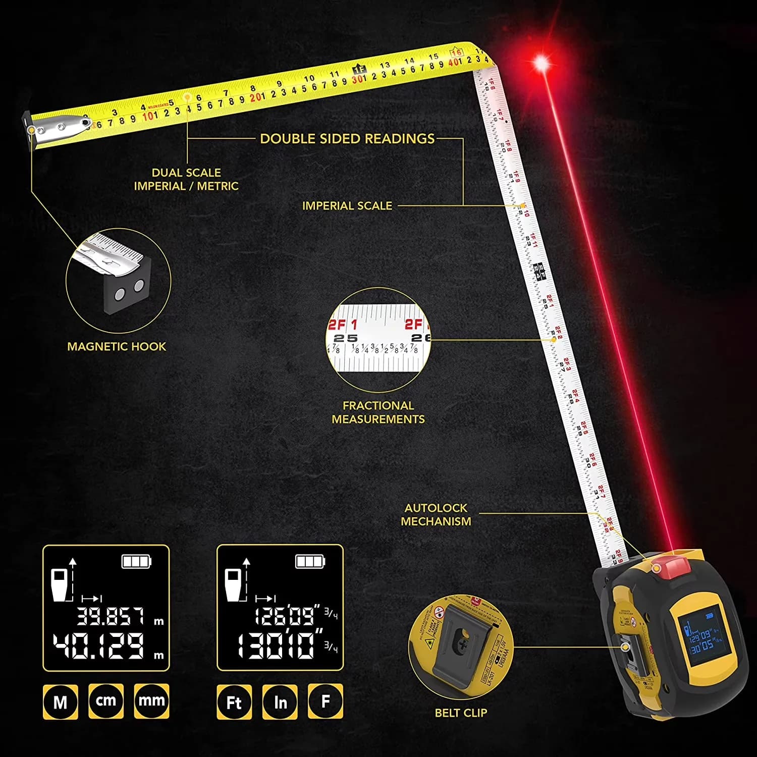 Measuring Layout Classic with Accurate Measurement - Abs Black 2 in - Contemporary Style Model 4AE651