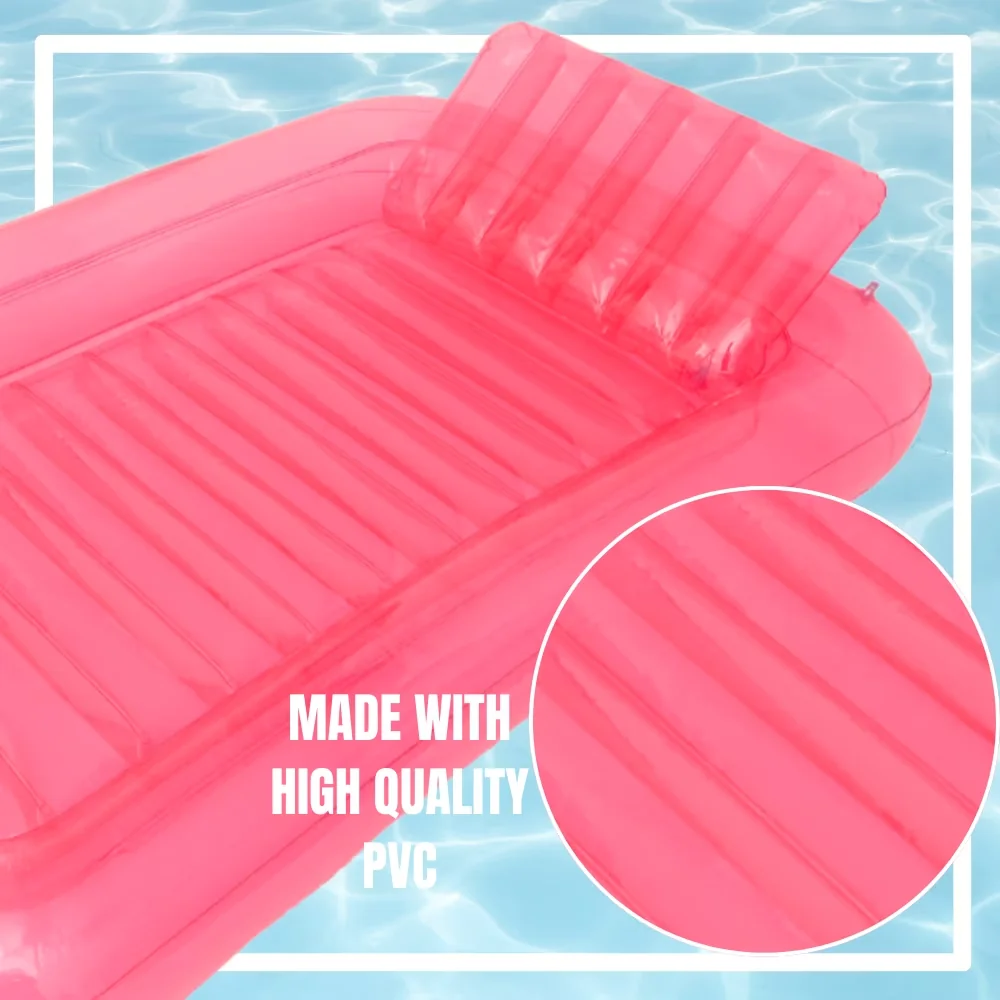 Premium Inflatable Pool with Puncture Resistant, Rectangular, Shallow water for tanning - Pink Model A1DFE9