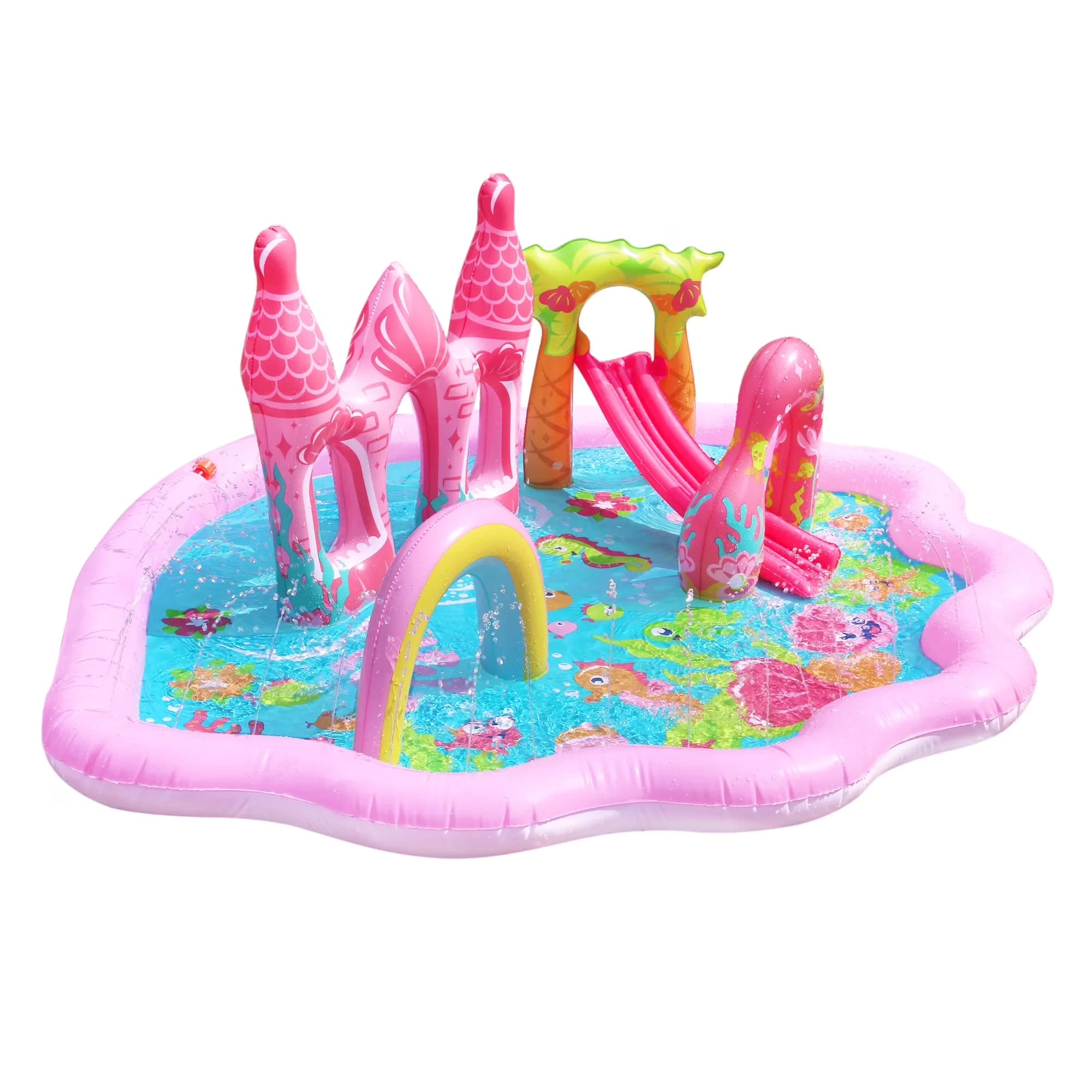Inflatable Pool Versatile with 3 Mermaid Dolls, Mermaid Lagoon Splash Park - Model E3617F