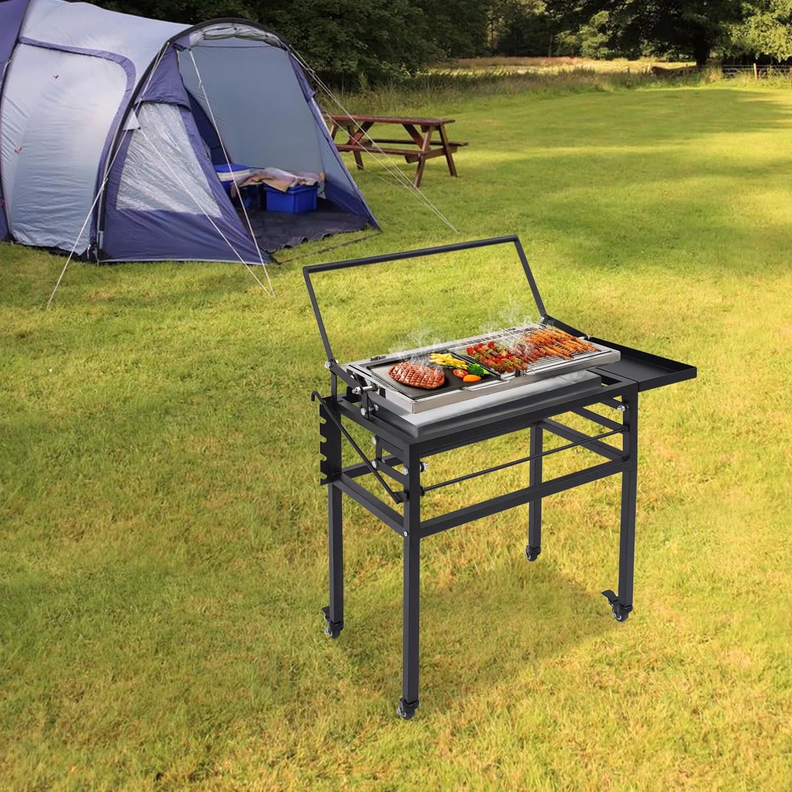 Charcoal Grill Essential with Portable, Great, Flip - Black Alloy Steel, Carbon Steel, Stainless Steel Model AFD241