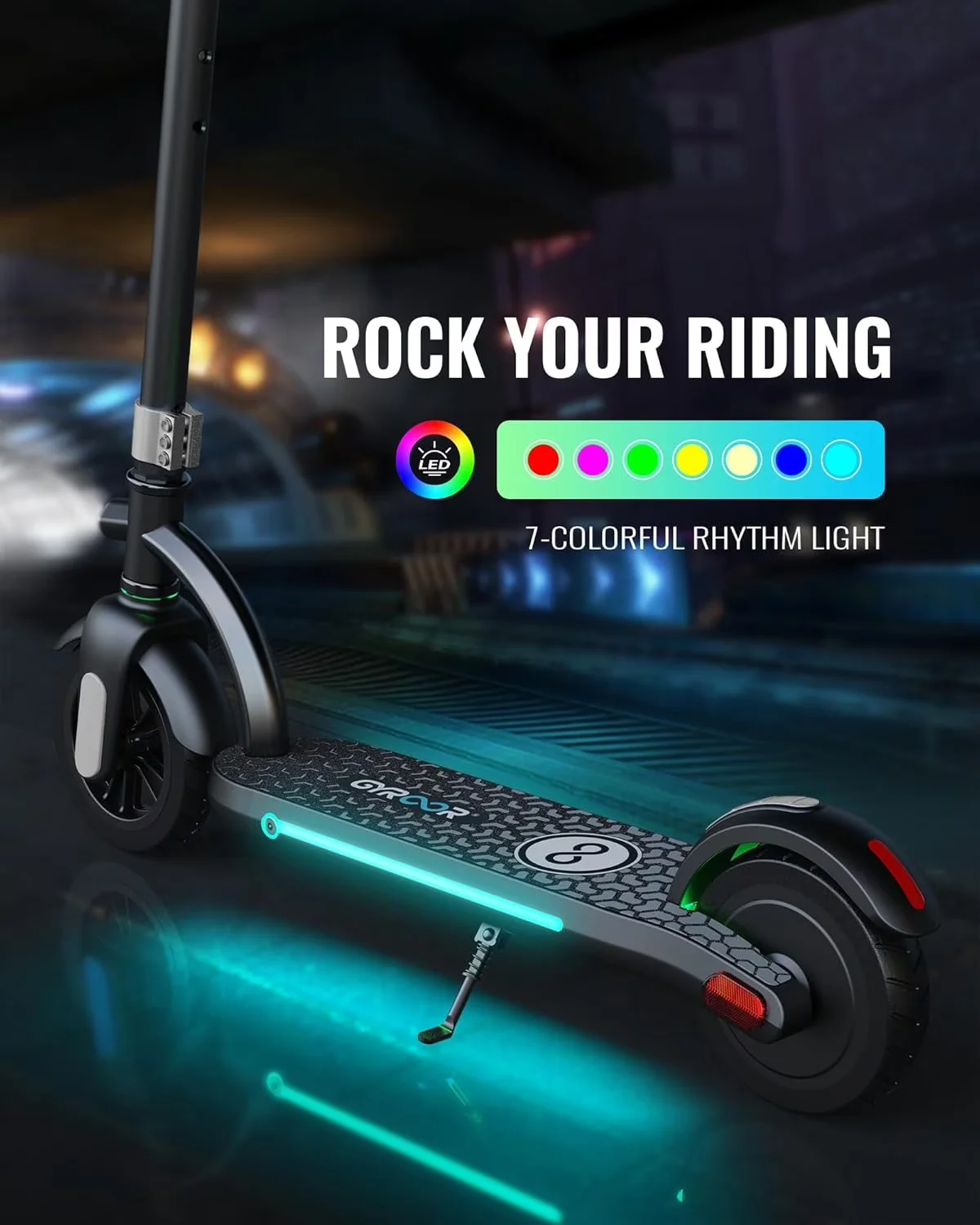 Quality Scooter with LED, 180W, Foldable - Silver Rubber H40 - Professional Series Model 815410