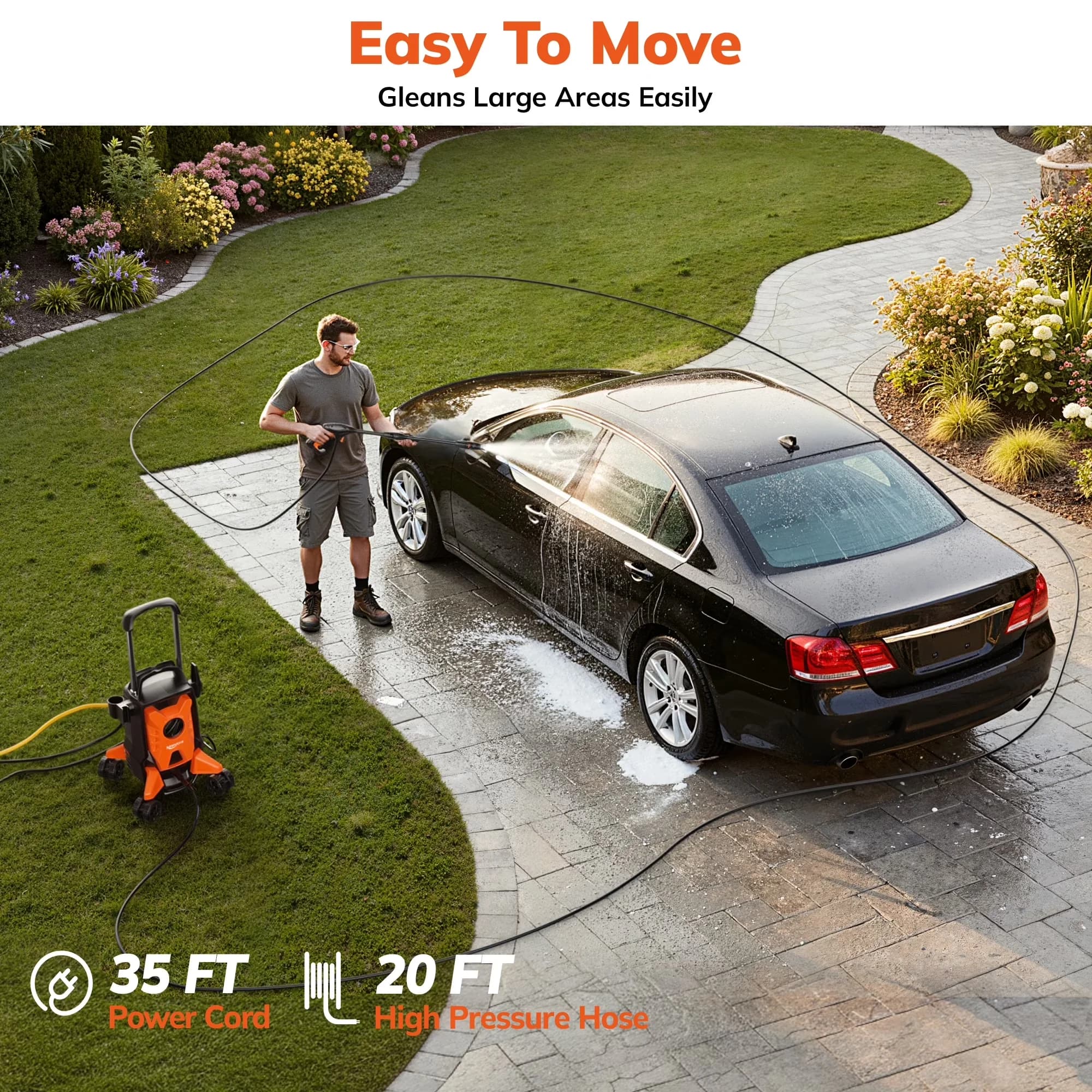 Pressure Washer Stylish with Adjustable Wand, Pressure Washer, Electric Pressure Washer - Model 847CDE