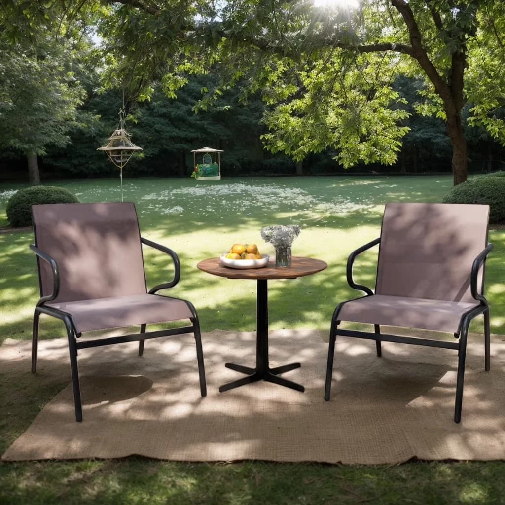 Professional Patio Chair with Modern, Breathable Fabric, Modern Chairs Set of 2 - Brown Metal, Fabric Model A51E3B