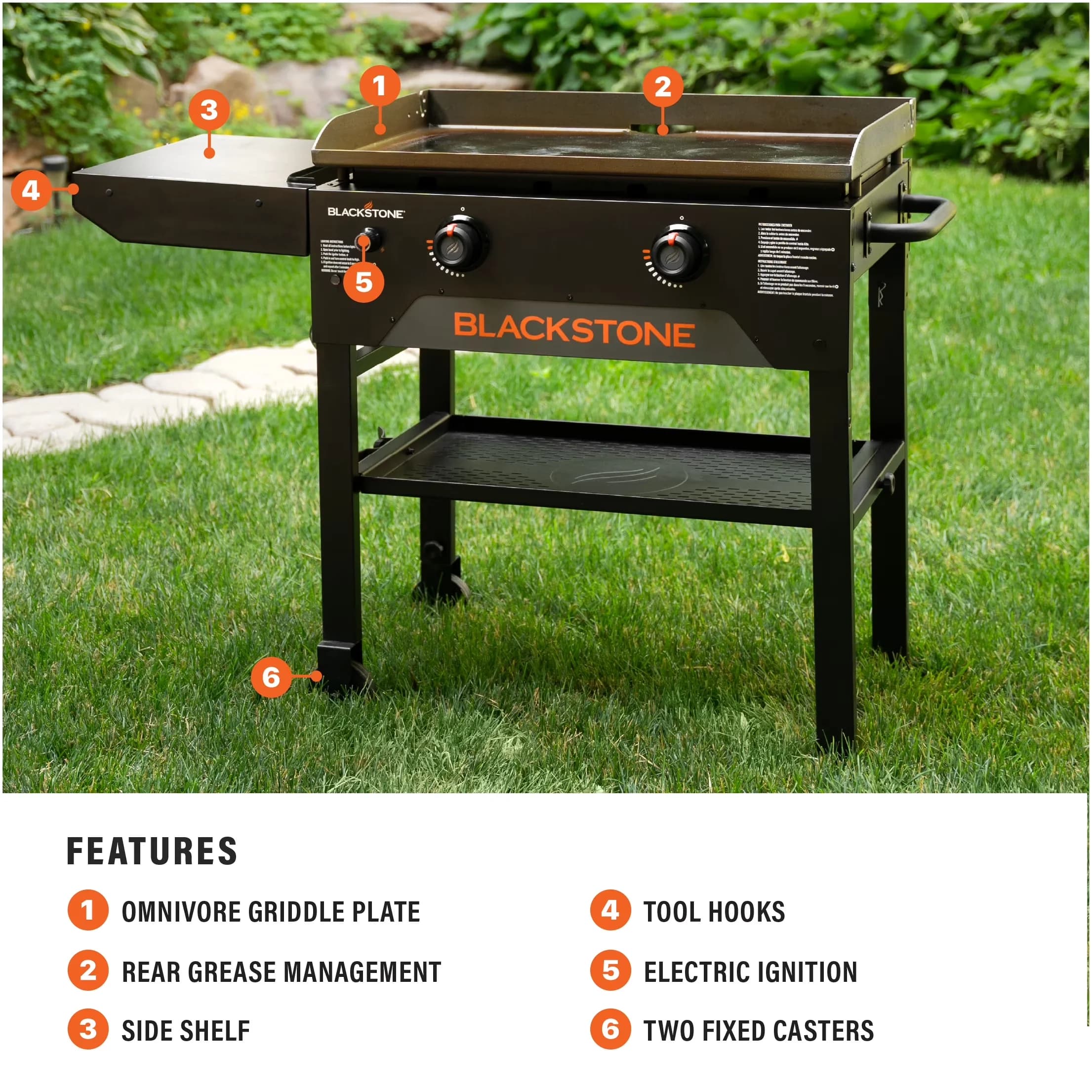 Gas Grill Efficient with Grease Pan, Tool Holder, Model #2365 - Black Steel Model 08D37D
