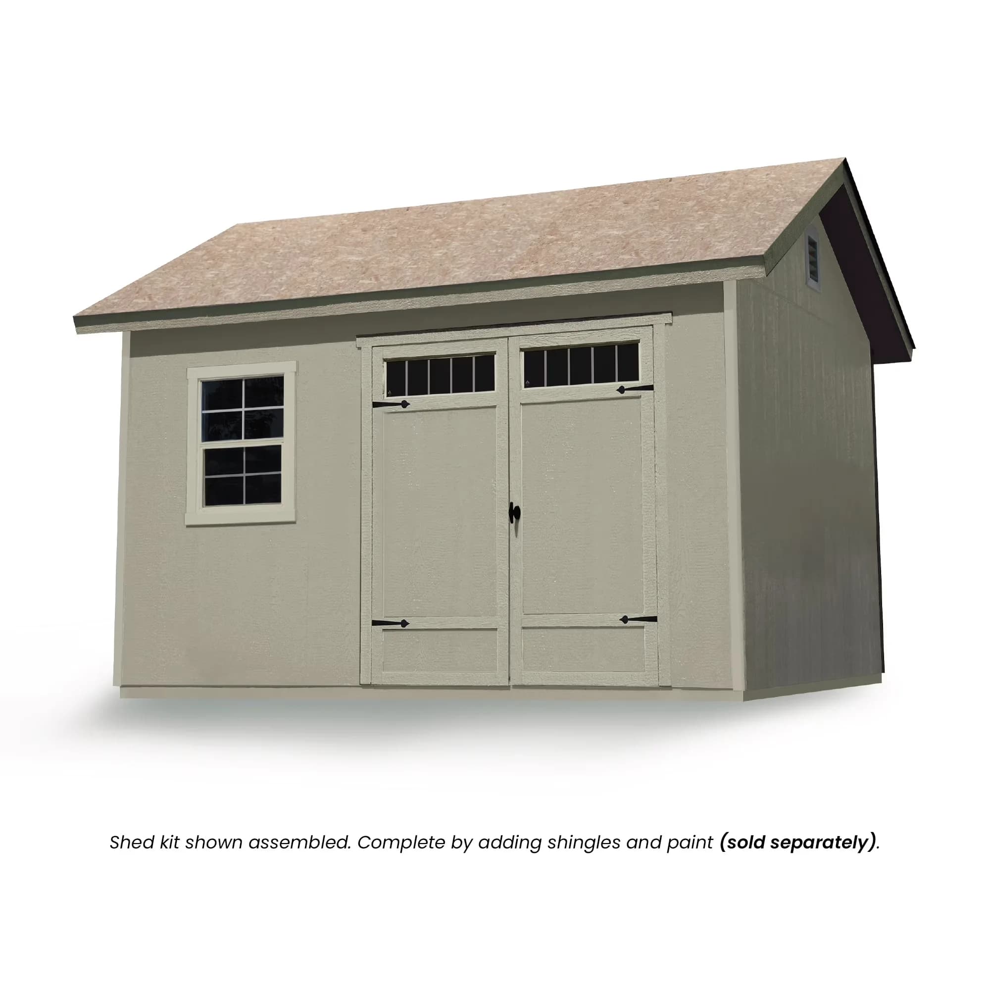 Shed Versatile with Rust Resistant, Paintable, Beachwood 10 ft. x 12 ft. Wood Storage ( - Brown Wood Model 718D51