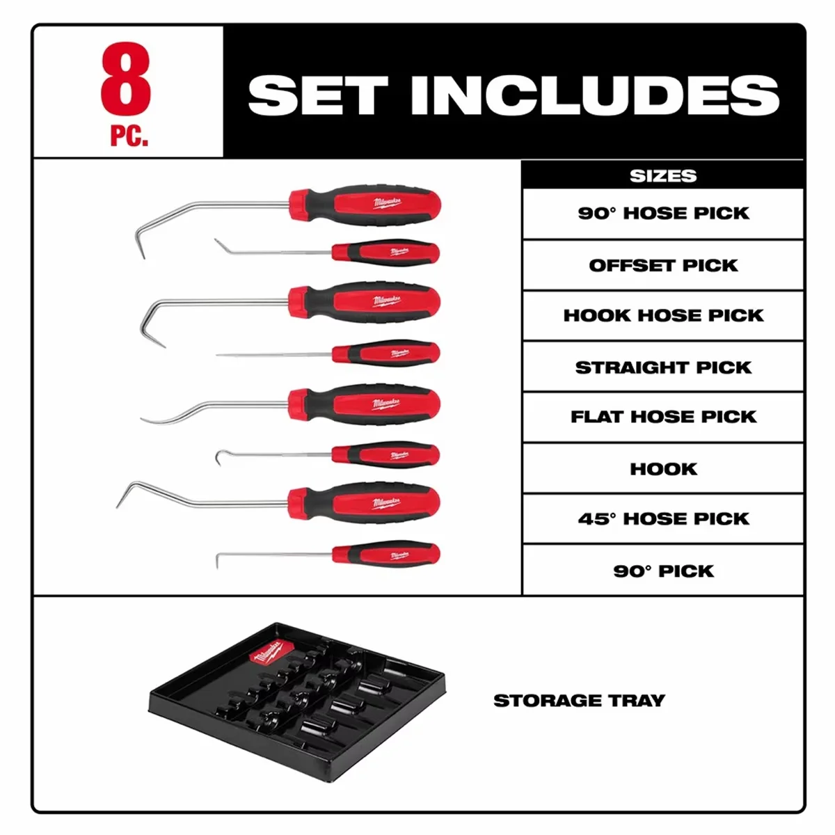 Classic Hand Tool with Rust Resistant, 8pc Hook & Pick Set, All-Metal Core: Up to 50% More Durable - Black Model 0DA7EA