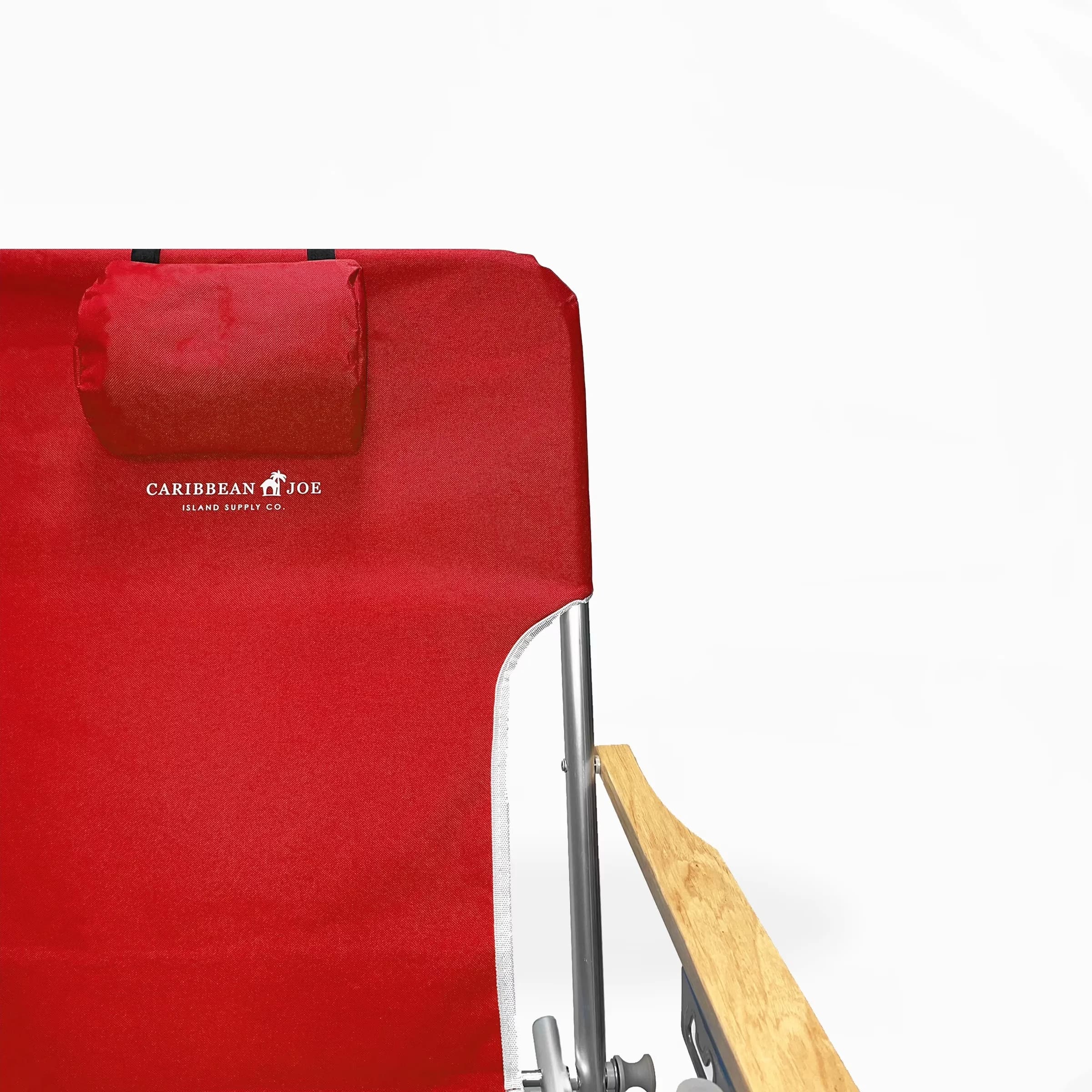 Compact Beach Chair with Folding, Weather-Resistant, 300 lb weight capacity. - Wood, Polyester Red Model A07B20