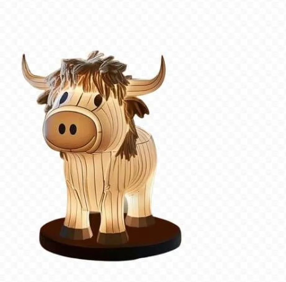 Sleek Lamp with LED, Farmhouse, Cow Table - Black Resin - Residential Grade Model F145AD