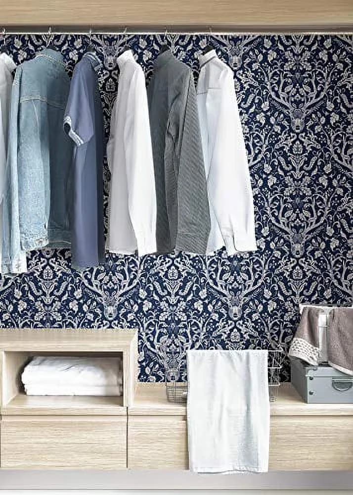 Wallpaper Essential with Removable, 30.75 sq. ft, 216-in by 20.5-in - Blue Vinyl Model C61D33