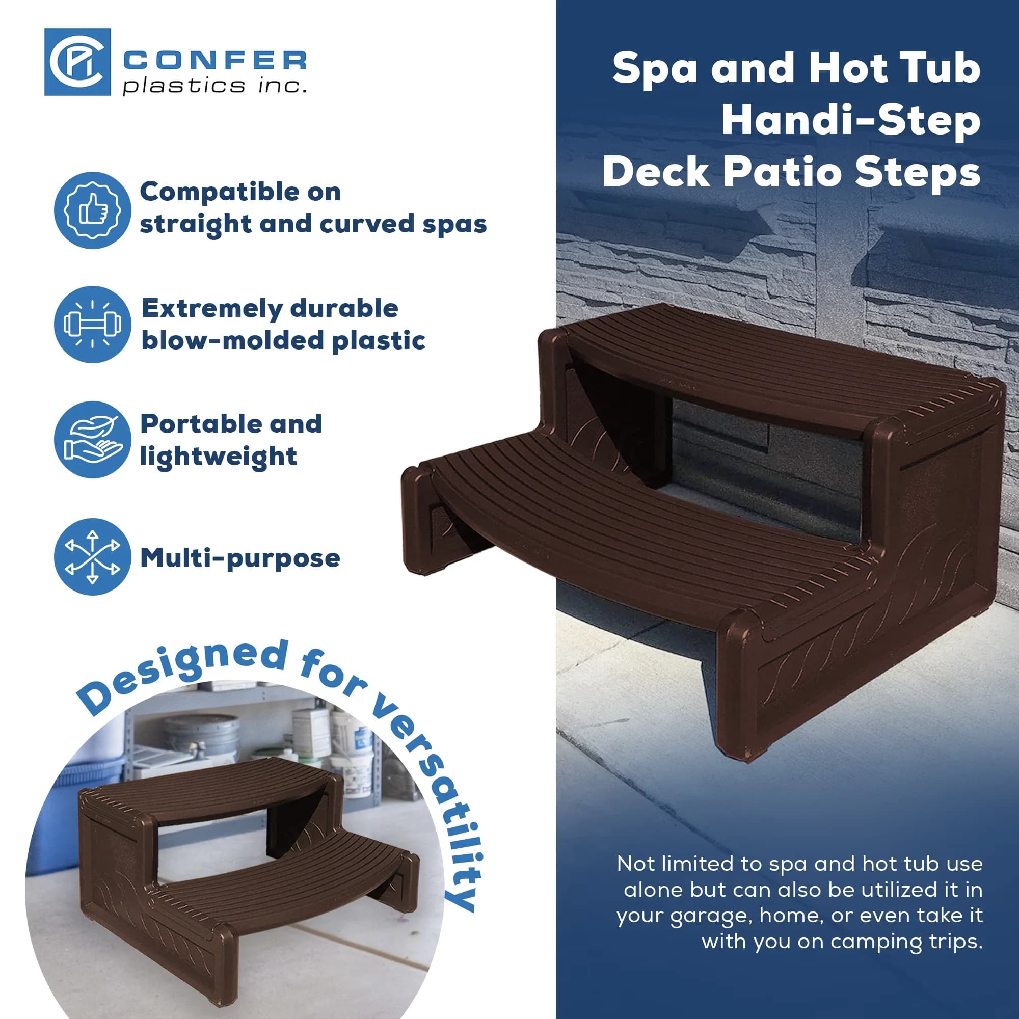 Stylish Hot Tub with Handi-Step Stairs - Brown Plastic - Standard Series Model 6EBF22