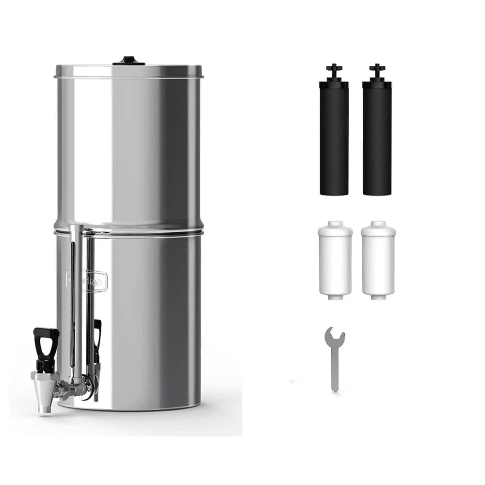 Professional Water Filtration with 4 Filters, Metal Level Spigot - Silver Model 3C438A