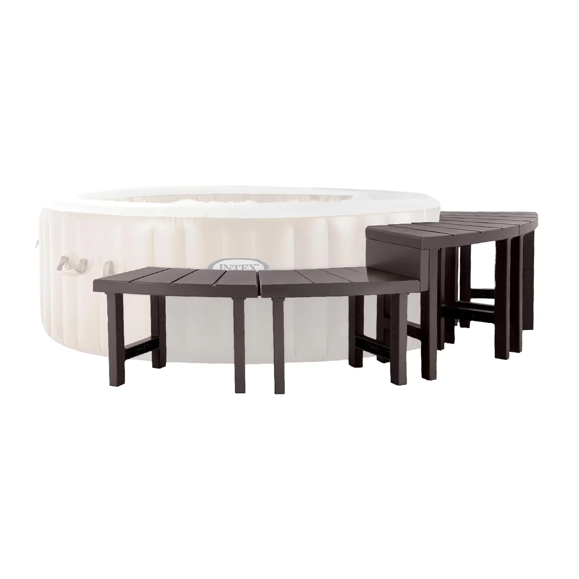 Hot Tub Quality with Color: Brown, Set of 4 PureSpa Benches - Wood Brown Model 3B8668