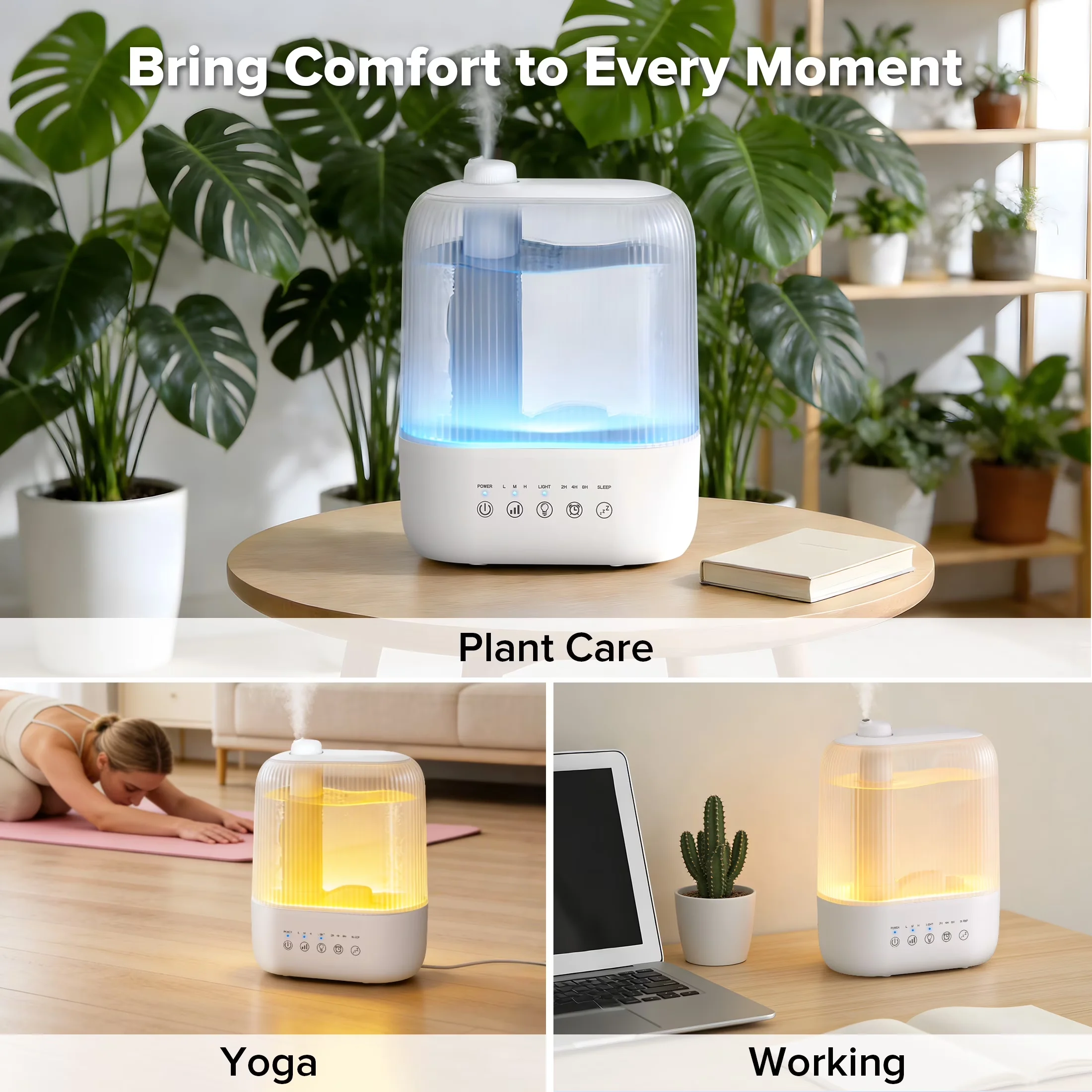 Stylish Humidifier with Timer, Adjustable Humidistat, Cool Mist - 37H for Home and Office Model C8C817