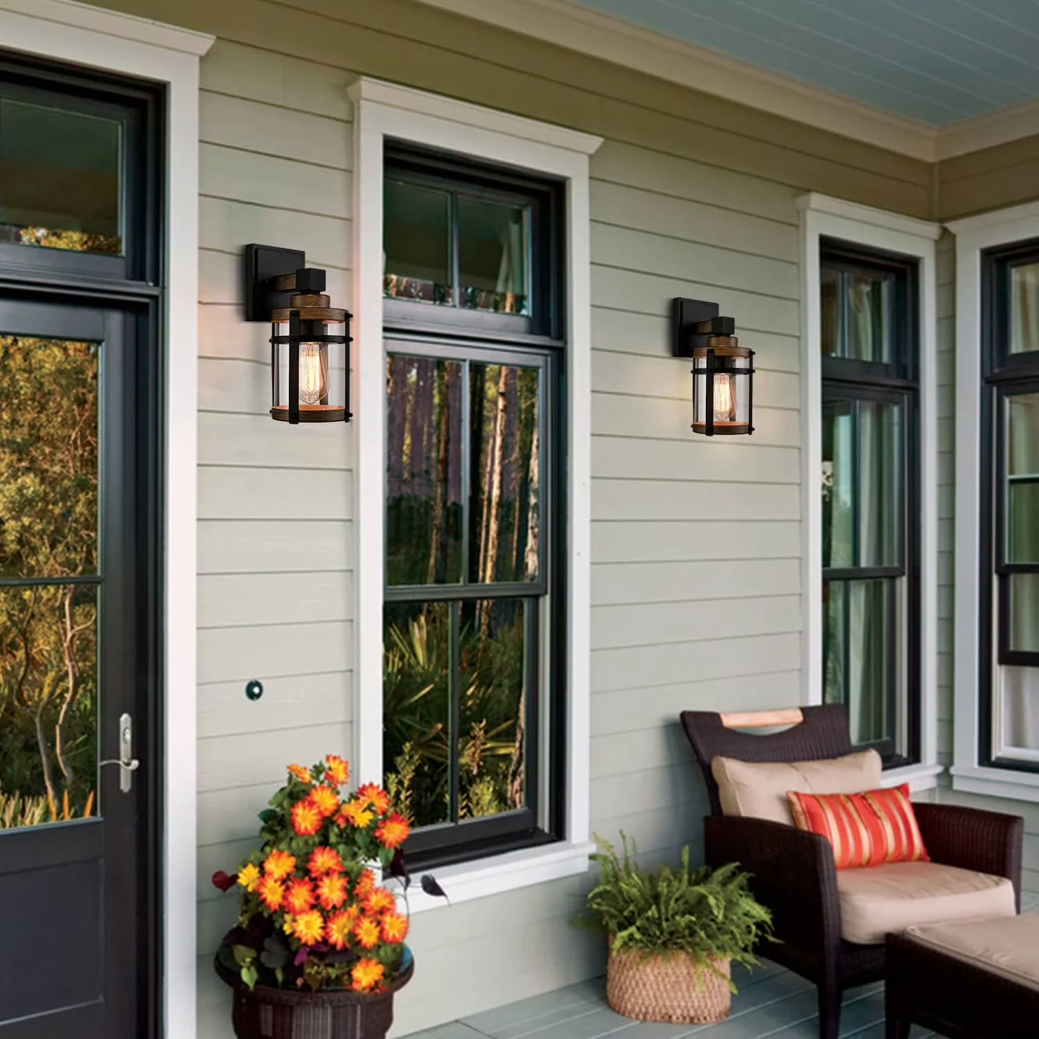 Versatile Led Lighting with LED, Energy Efficient, Farmhouse Black Outdoor Wall Sconce - Metal Black Model 41846E