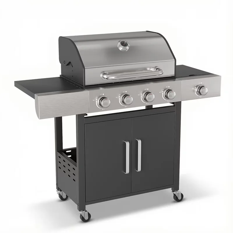 Essential Flat Top Grill with Portable, Grease Pan, Tool Holder - Stainless Steel for Patio Model EAC81D