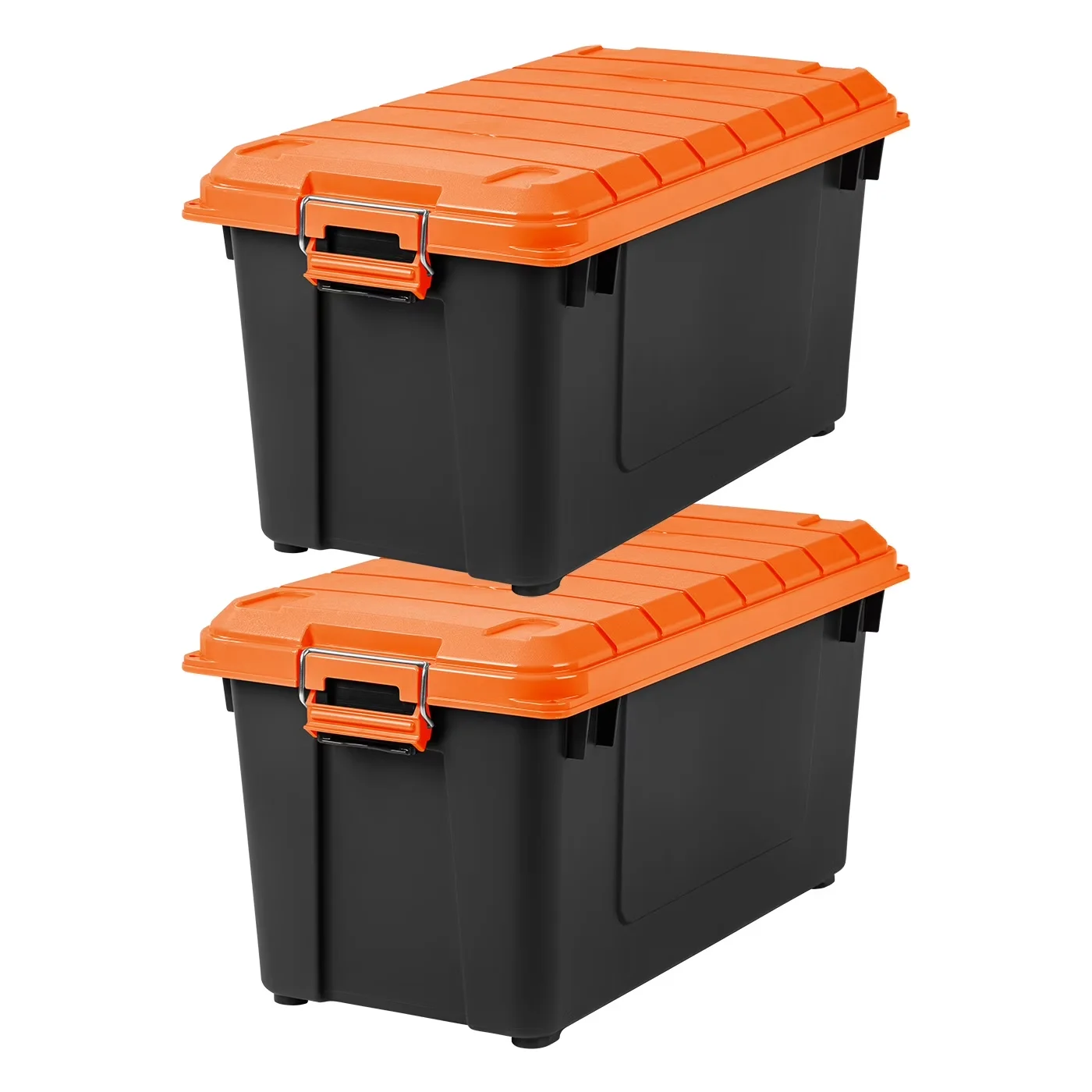 Stylish Garage Storage Supply with Stackable, Lid Tote, Plastic Container - Plastic Orange Model 49362A