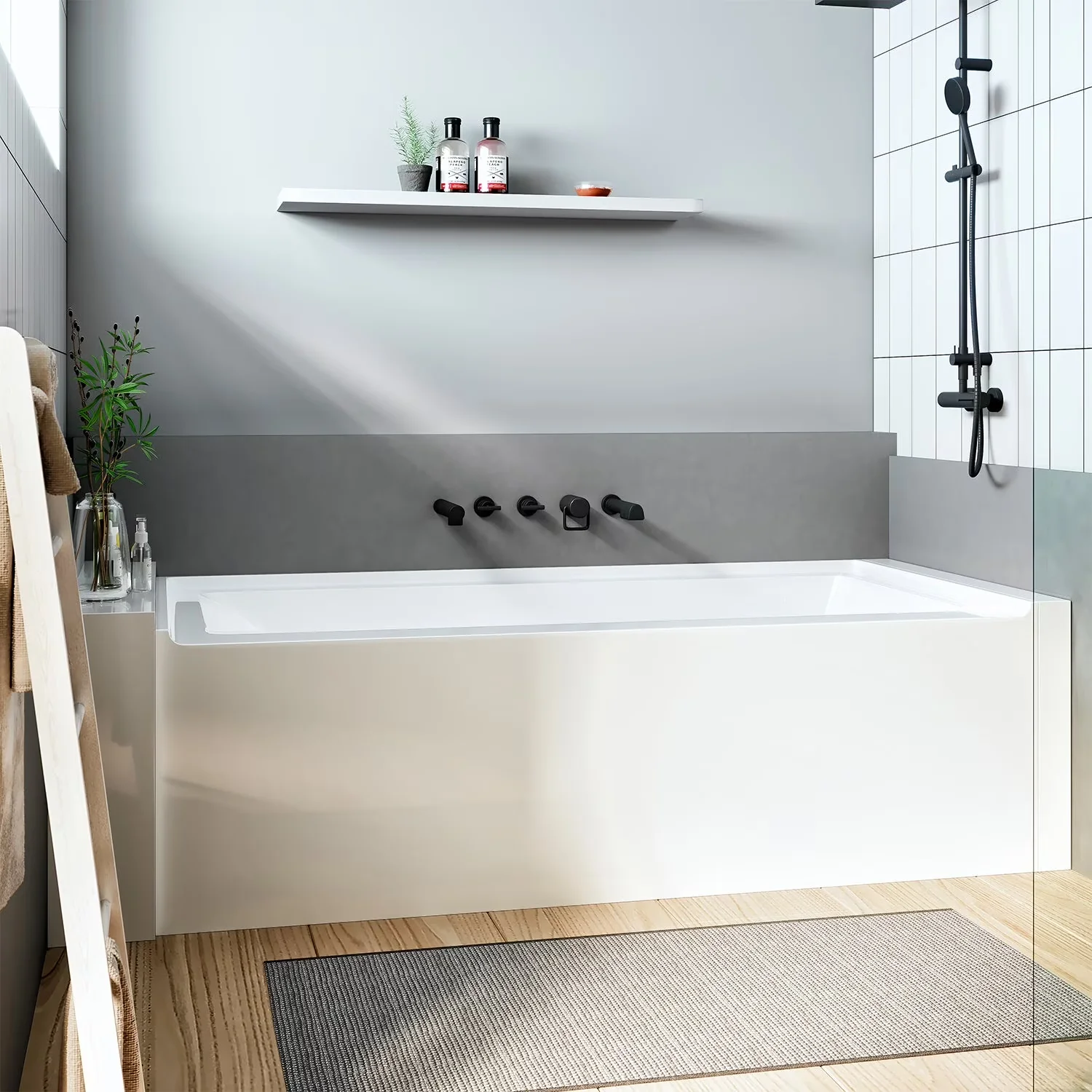 Compact Bathroom Renovation with Nova Alcove 60 in. Acrylic Bathtub, Left-hand drain - White Acrylic Model 9BA70C