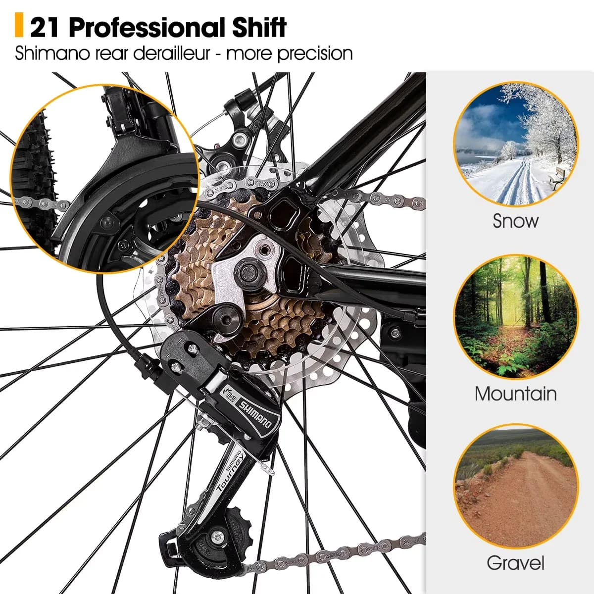 Classic Mountain Bike with Men's MTB Bicycle, Orange, Multi-Spokes - Multicolor Model 7105DB