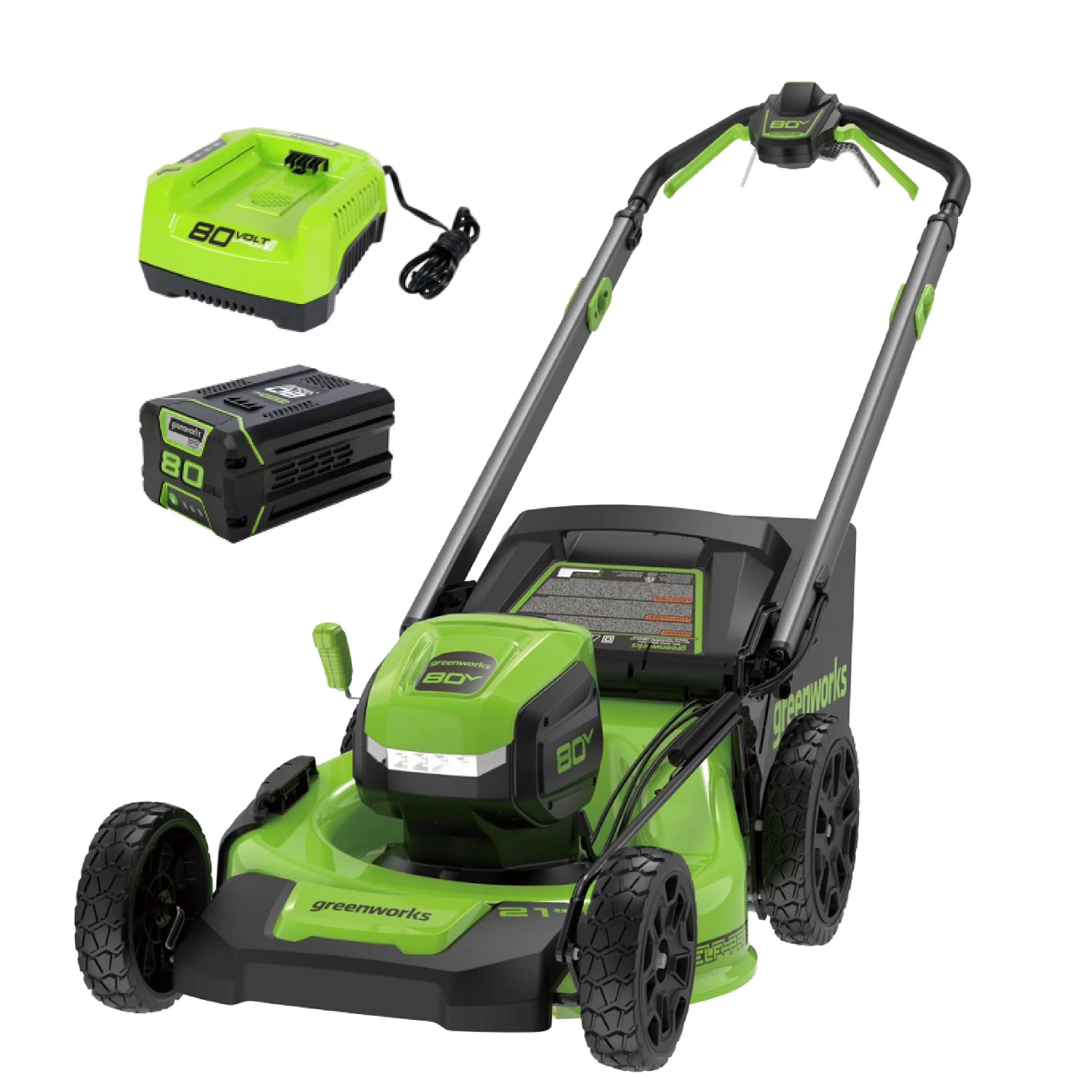 Sleek Push Mower with Battery, 80V - Green for Home and Office Model 458F9E