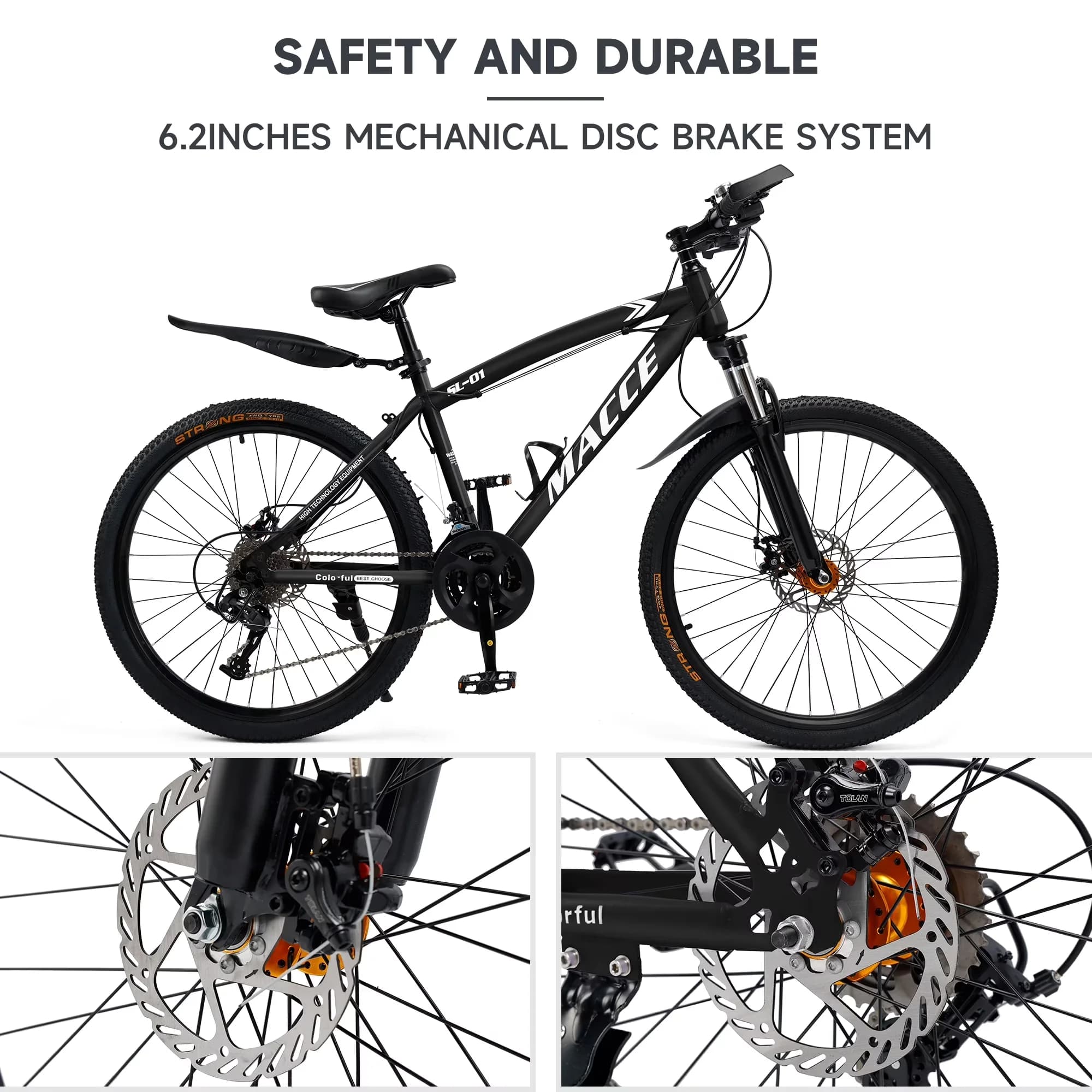 Mountain Bike Classic with Adjustable Seat Height, Adjustable Speed, 26/27.5 inch Hardtail - Black Model E236F5