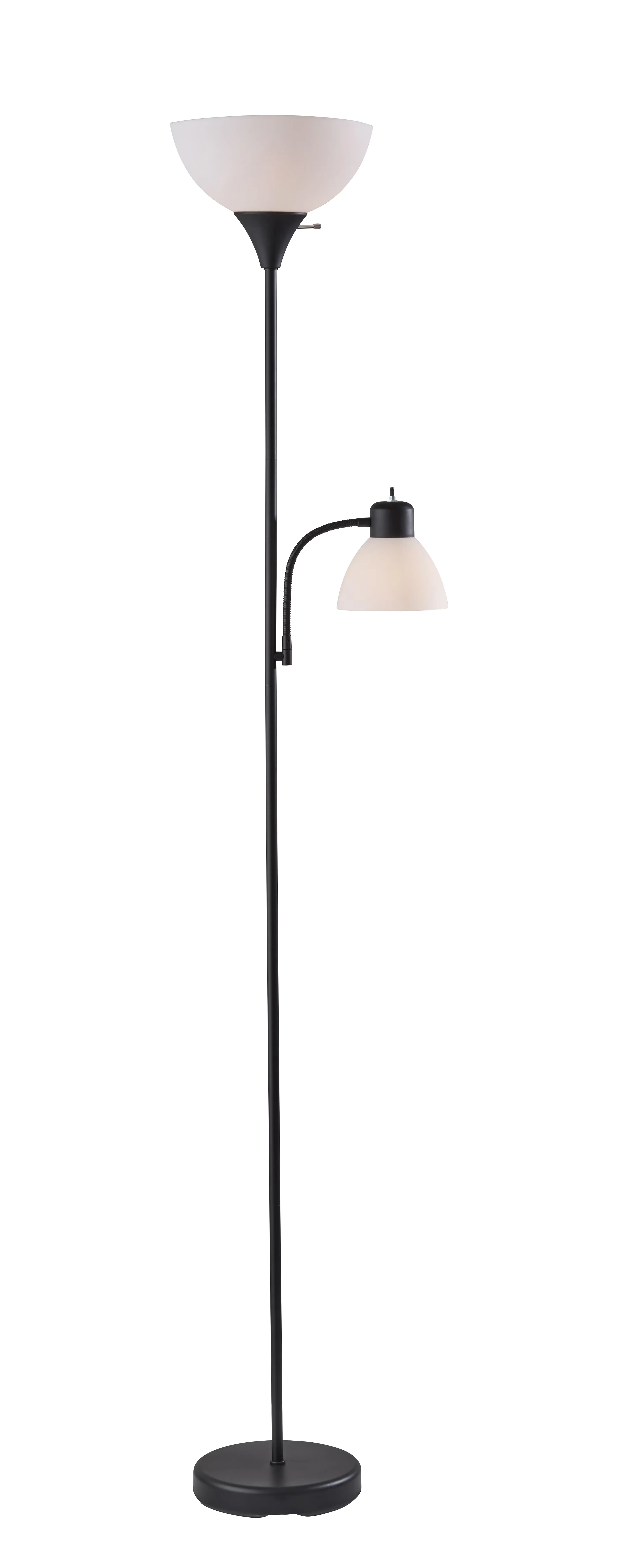 Versatile Lamp with Incandescent, Multi-Head Lamps, 72" Black Combo Floor - Plastic Black Model 3535C2