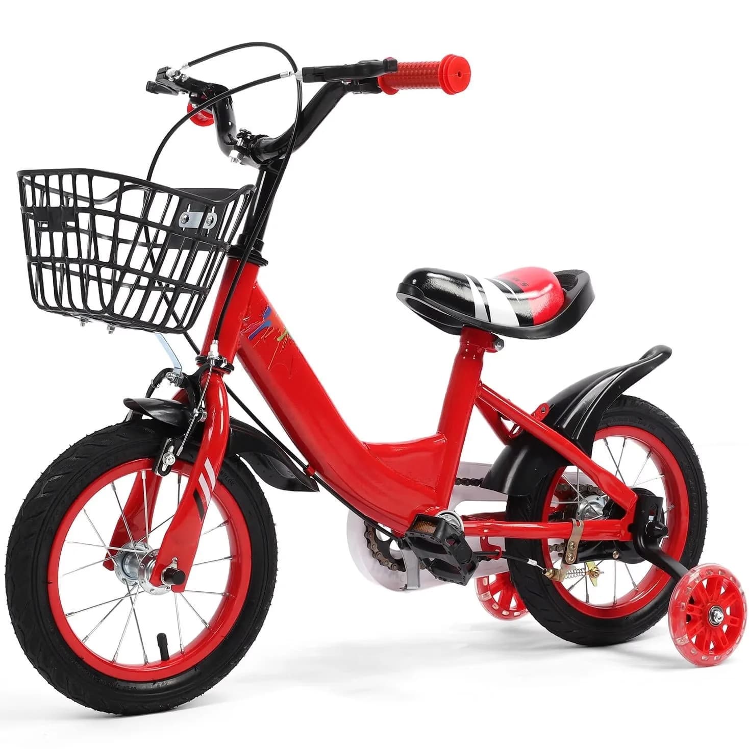 Kids Bike Stylish with Adjustable Height, Adjustable Handlebar, 12 inch - Red Model 74F55A